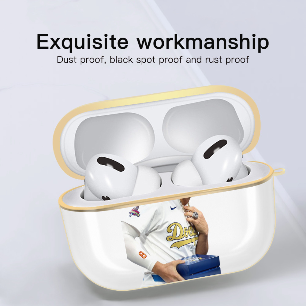  Luxury Gold AirPods Pro Case With Keychain, Flexible PC Material, Full Protection, Precise Cutouts, Anti-Fingerprint, Washable, Durable Design