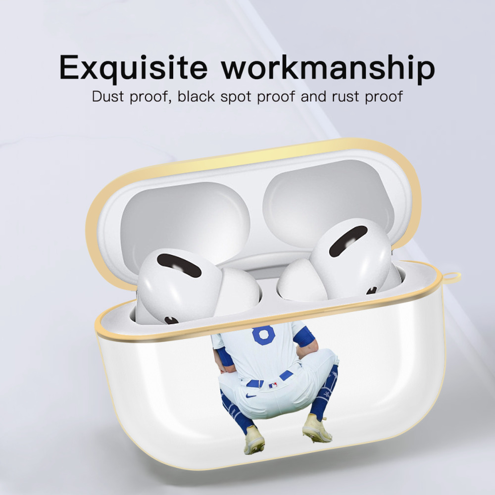  Luxury Gold AirPods Pro Case With Keychain, Flexible PC Material, Full Protection, Precise Cutouts, Anti-Fingerprint, Washable, Durable Design