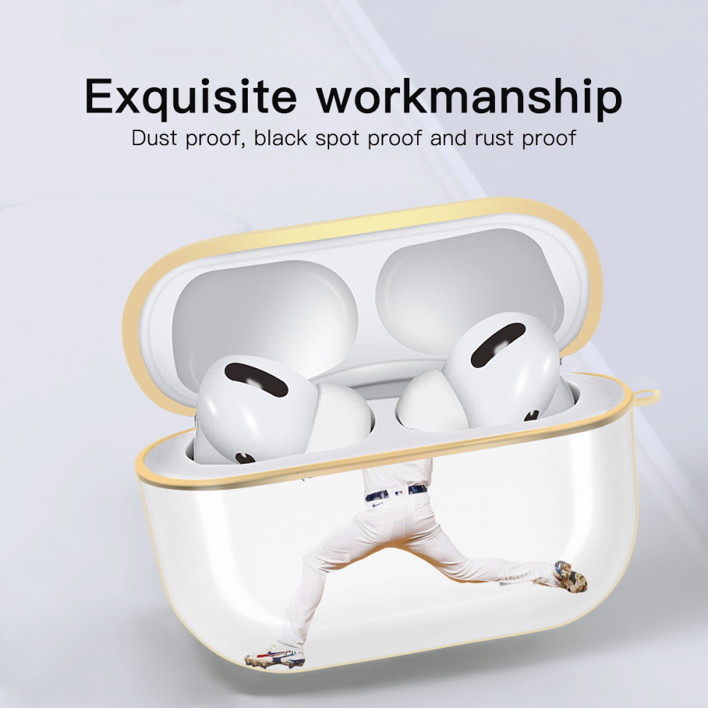  Luxury Gold AirPods Pro Case With Keychain, Flexible PC Material, Full Protection, Precise Cutouts, Anti-Fingerprint, Washable, Durable Design
