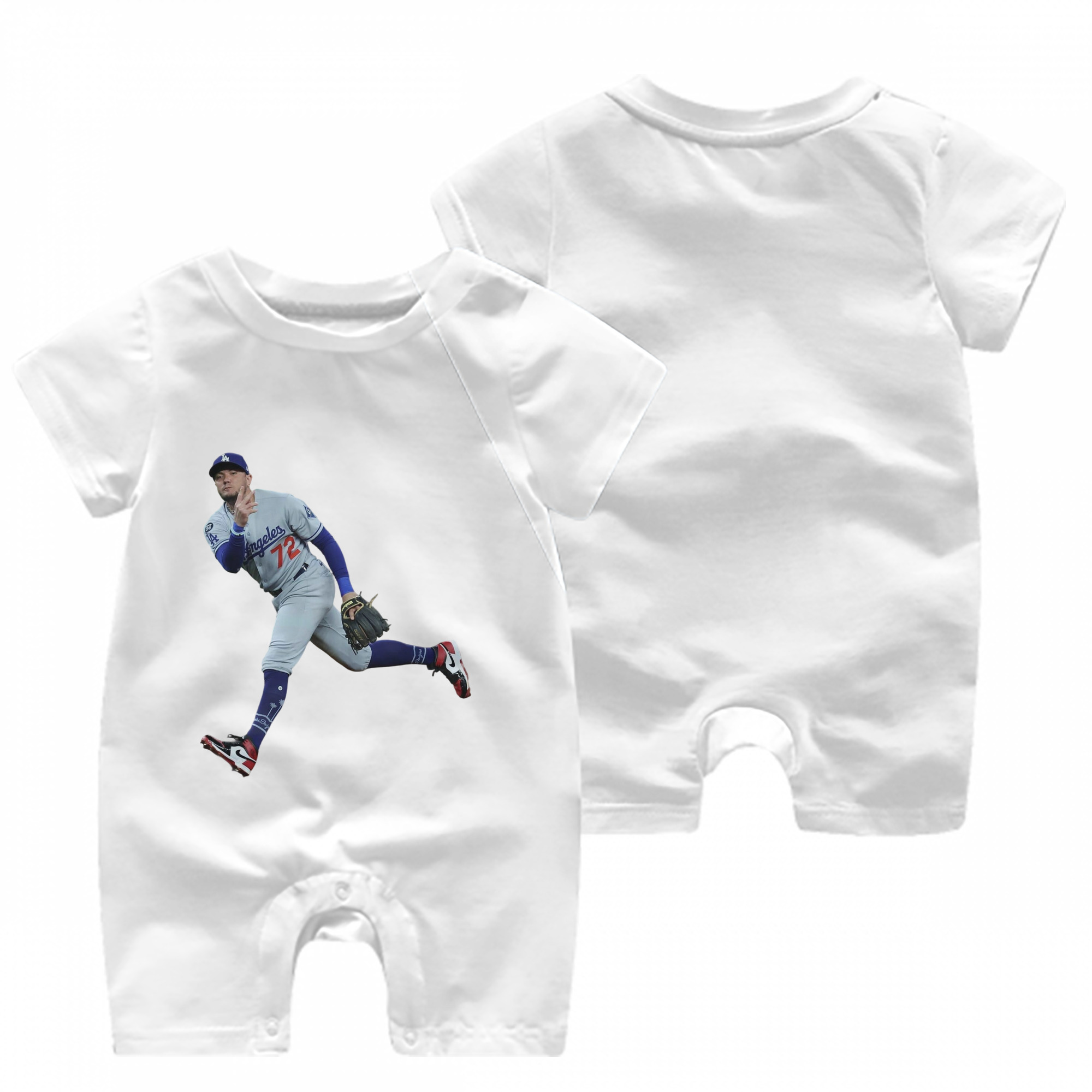  Baby Short Sleeve Onesie – 100% Cotton Soft & Breathable Digital Print Romper – Double-Sided Print, Snap Closure For Easy Diaper Changes – Comfortable For Boys & Girls