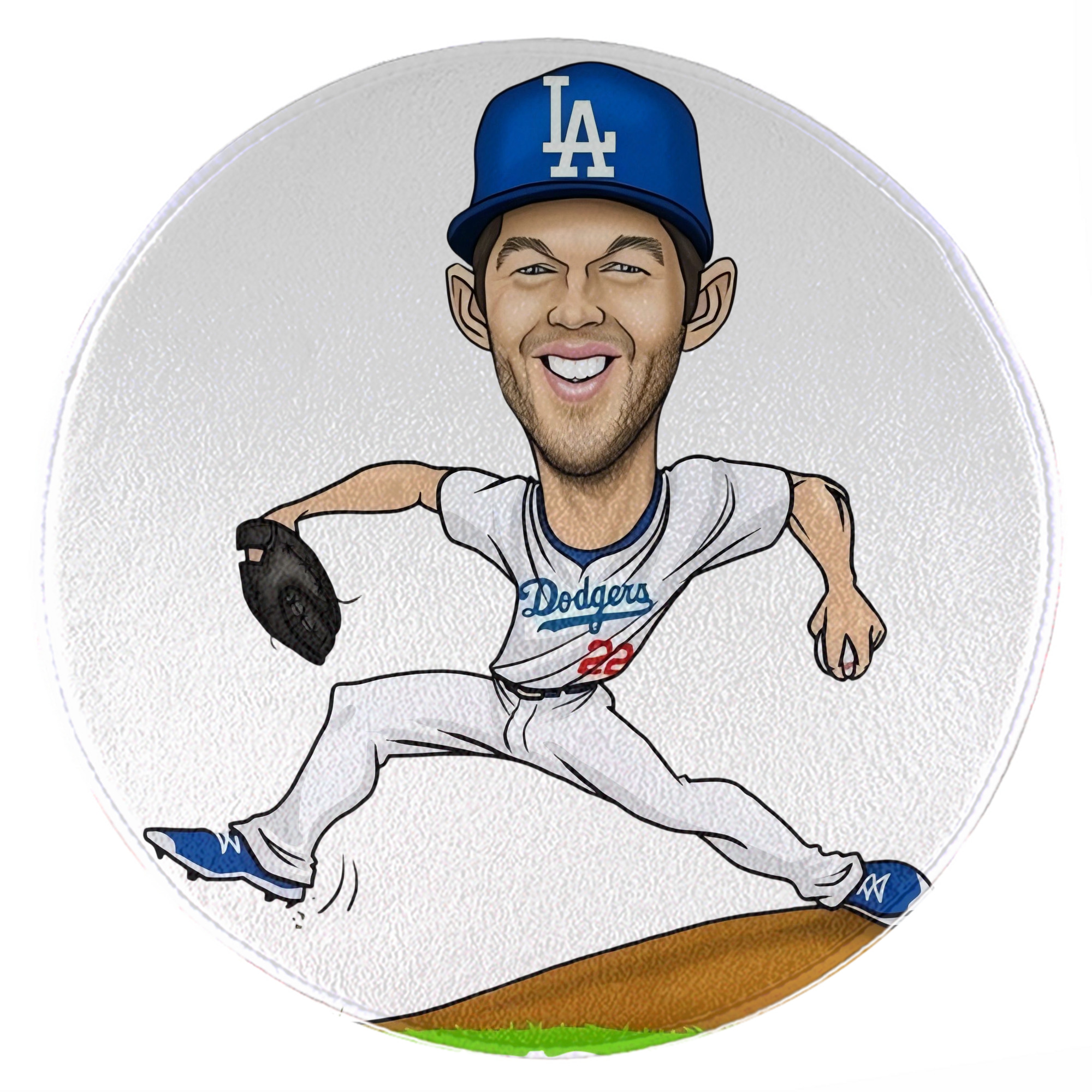 Clayton Kershaw  1 Round Floor Mat – Soft Flannel & High-Density Sponge Core – Non-Slip Dot Backing – Durable Stitched Edges – Quick-Dry & Breathable – Perfect For Home, Bathroom & Living Room