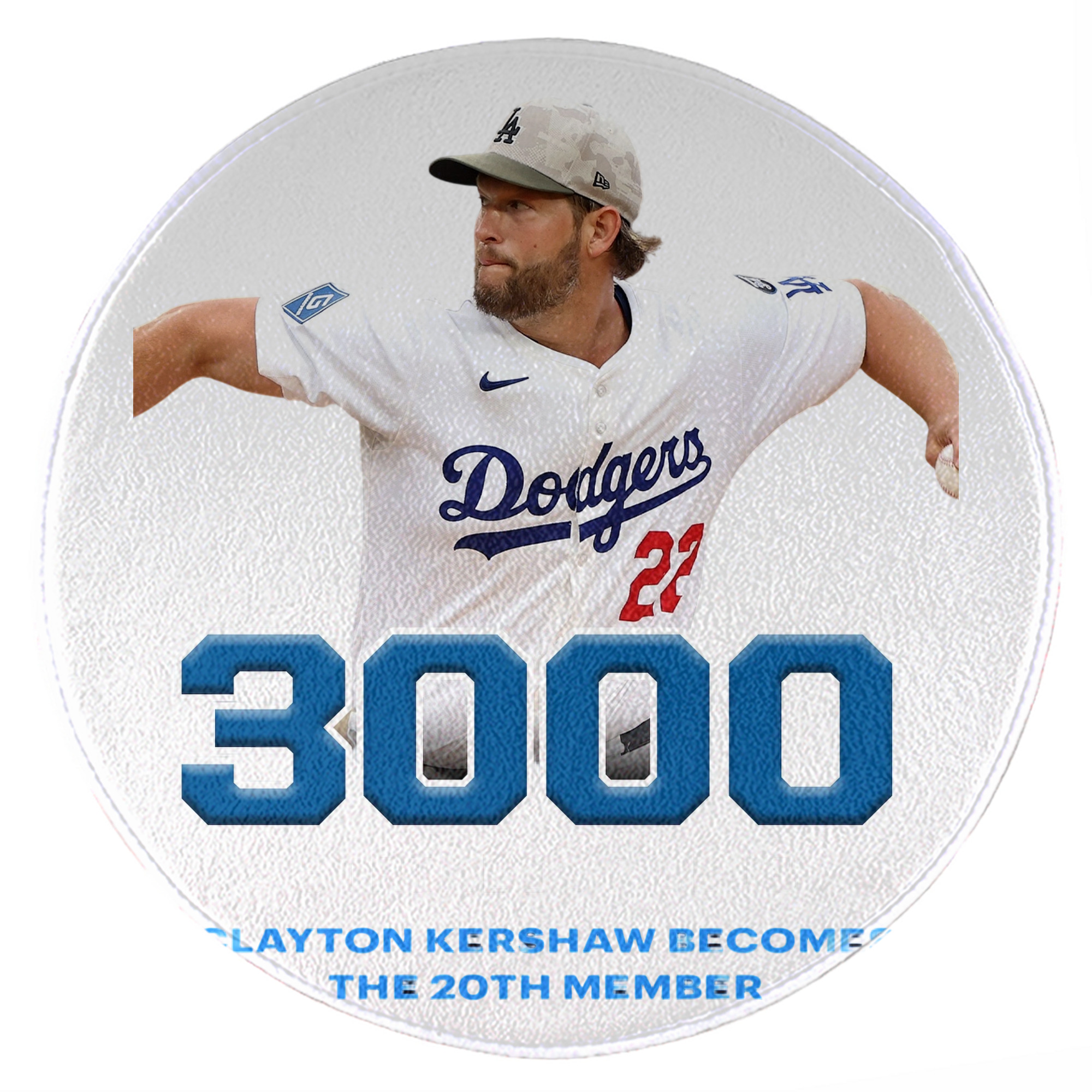 Clayton Kershaw 7 Round Floor Mat – Soft Flannel & High-Density Sponge Core – Non-Slip Dot Backing – Durable Stitched Edges – Quick-Dry & Breathable – Perfect For Home, Bathroom & Living Room