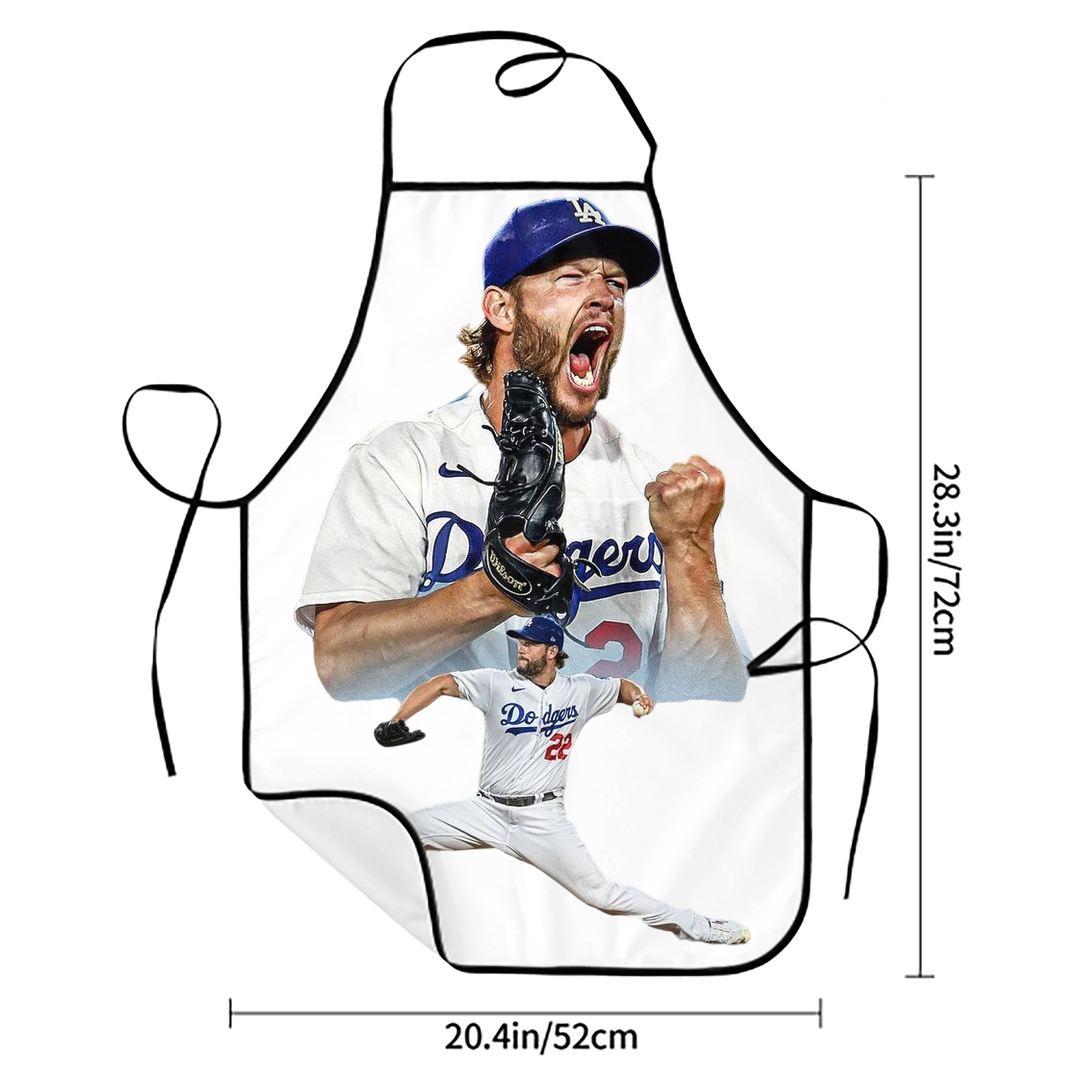 Clayton Kershaw 2 Stain-Resistant Polyester Apron With Pocket – Full Print, Waterproof, Anti-Wrinkle, Anti-Pilling – Ideal For Kitchen, BBQ, Restaurant, Salon & More