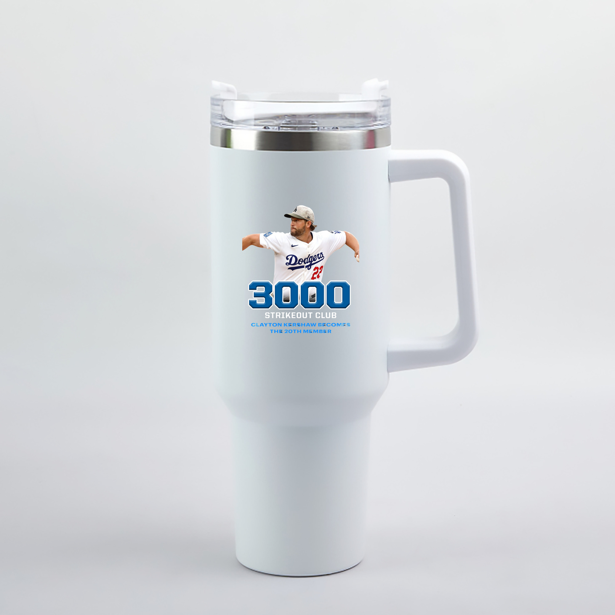 Clayton Kershaw 7 40oz Handle Car Tumbler – Durable Stainless Steel Travel Mug With UV Print – Double Wall Insulated, Fits Most Car Cup Holders