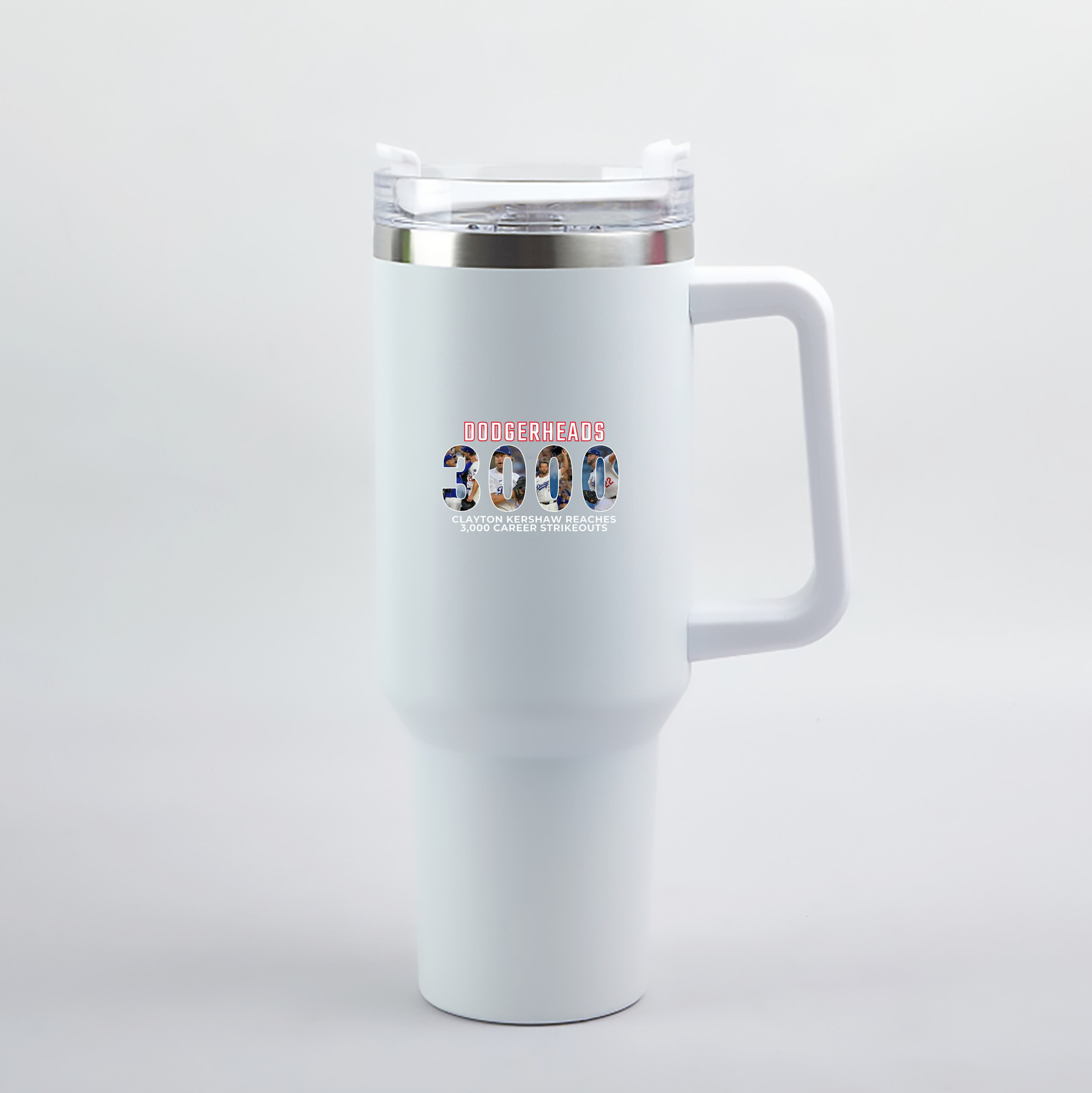 Clayton Kershaw 10 40oz Handle Car Tumbler – Durable Stainless Steel Travel Mug With UV Print – Double Wall Insulated, Fits Most Car Cup Holders