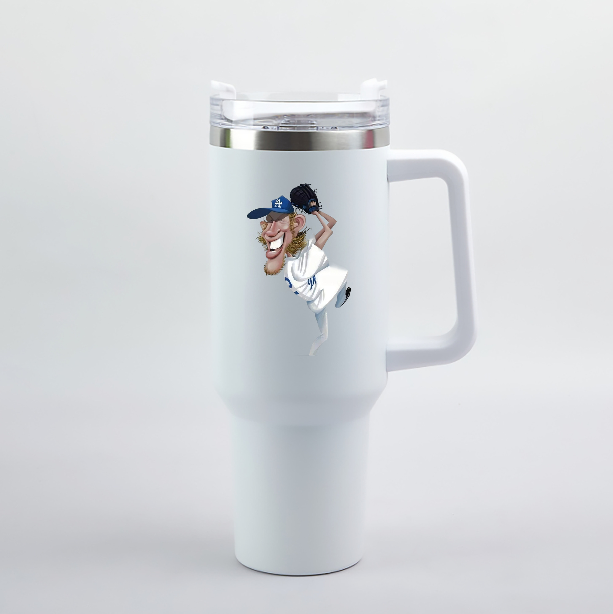 Clayton Kershaw  12 40oz Handle Car Tumbler – Durable Stainless Steel Travel Mug With UV Print – Double Wall Insulated, Fits Most Car Cup Holders