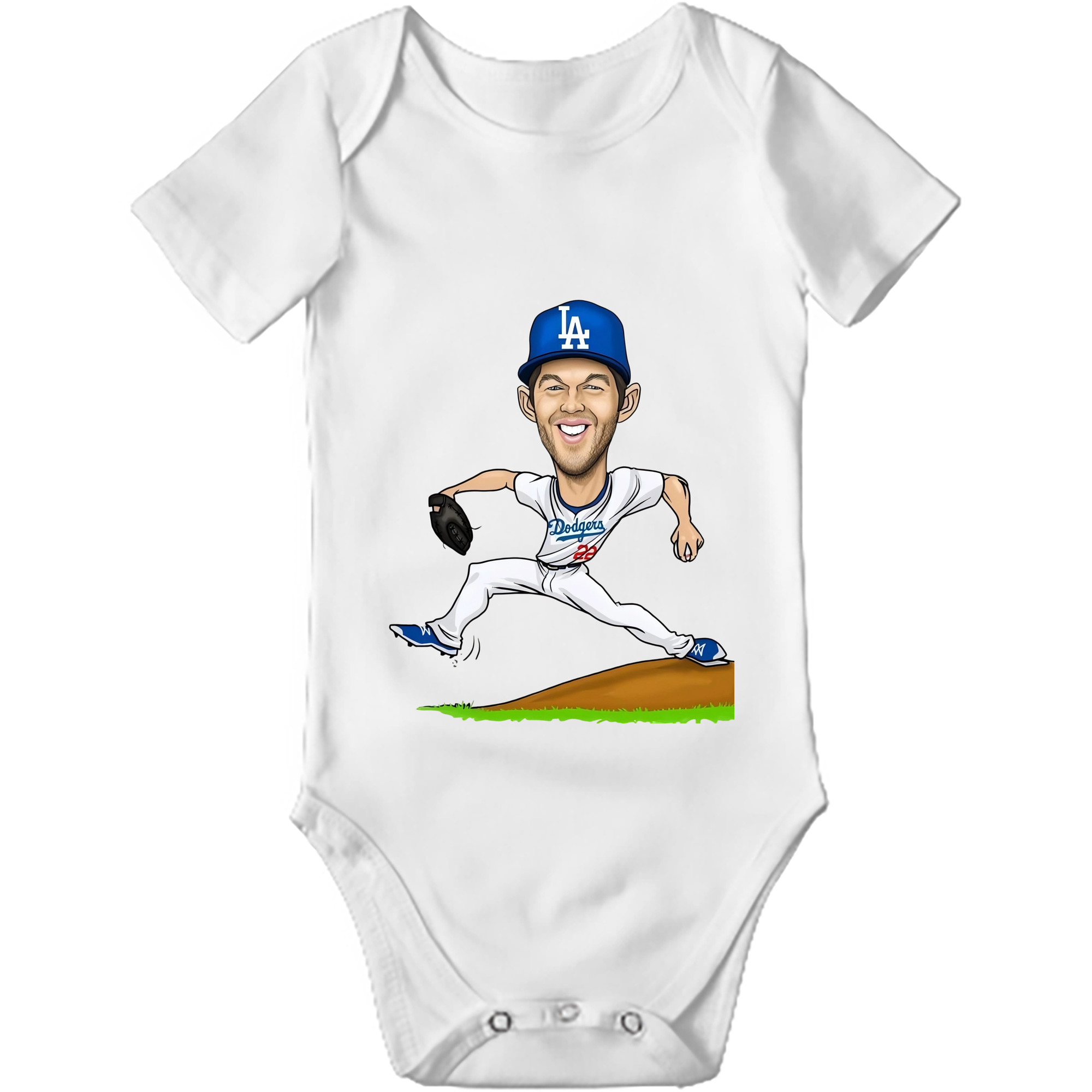 Clayton Kershaw  1 Baby Short Sleeve Romper – 100% Cotton Soft & Breathable Digital Print Onesie With Easy Snap Closure And Envelope Shoulder – Comfortable For Daily Wear & Travel