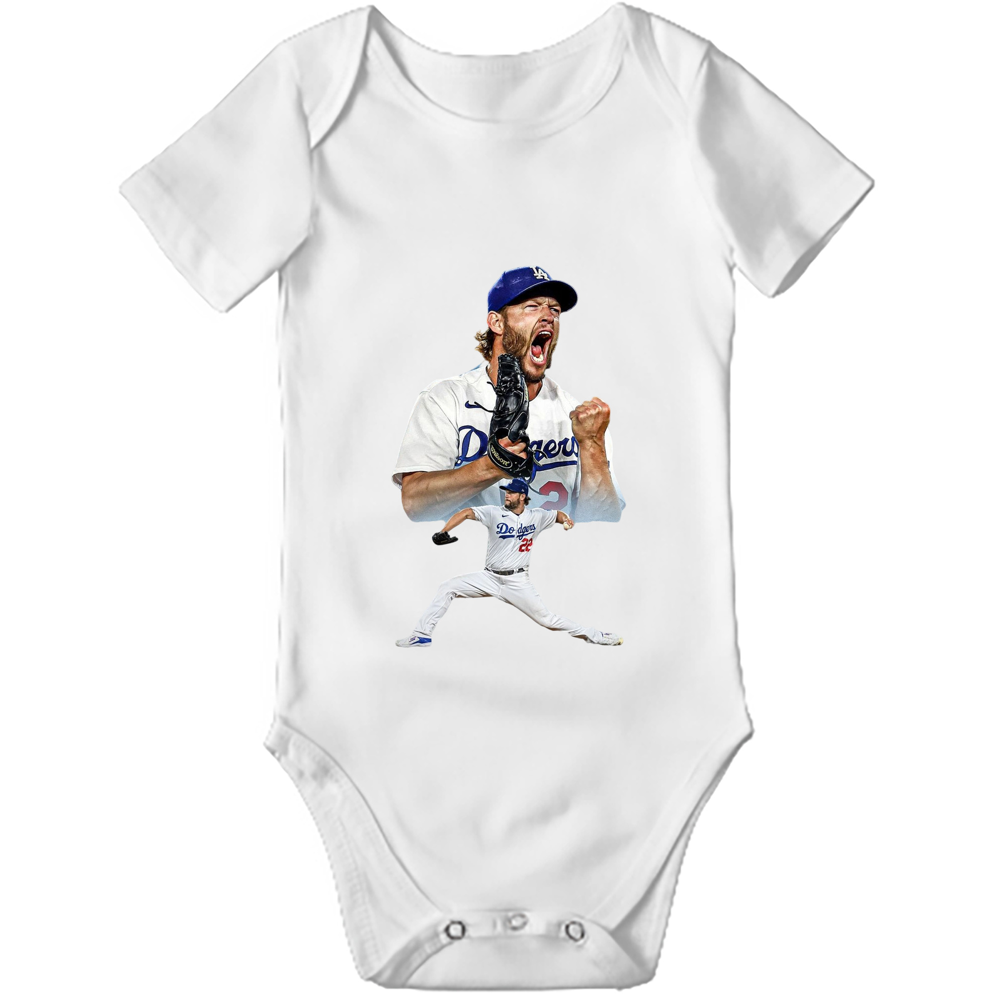 Clayton Kershaw 2 Baby Short Sleeve Romper – 100% Cotton Soft & Breathable Digital Print Onesie With Easy Snap Closure And Envelope Shoulder – Comfortable For Daily Wear & Travel