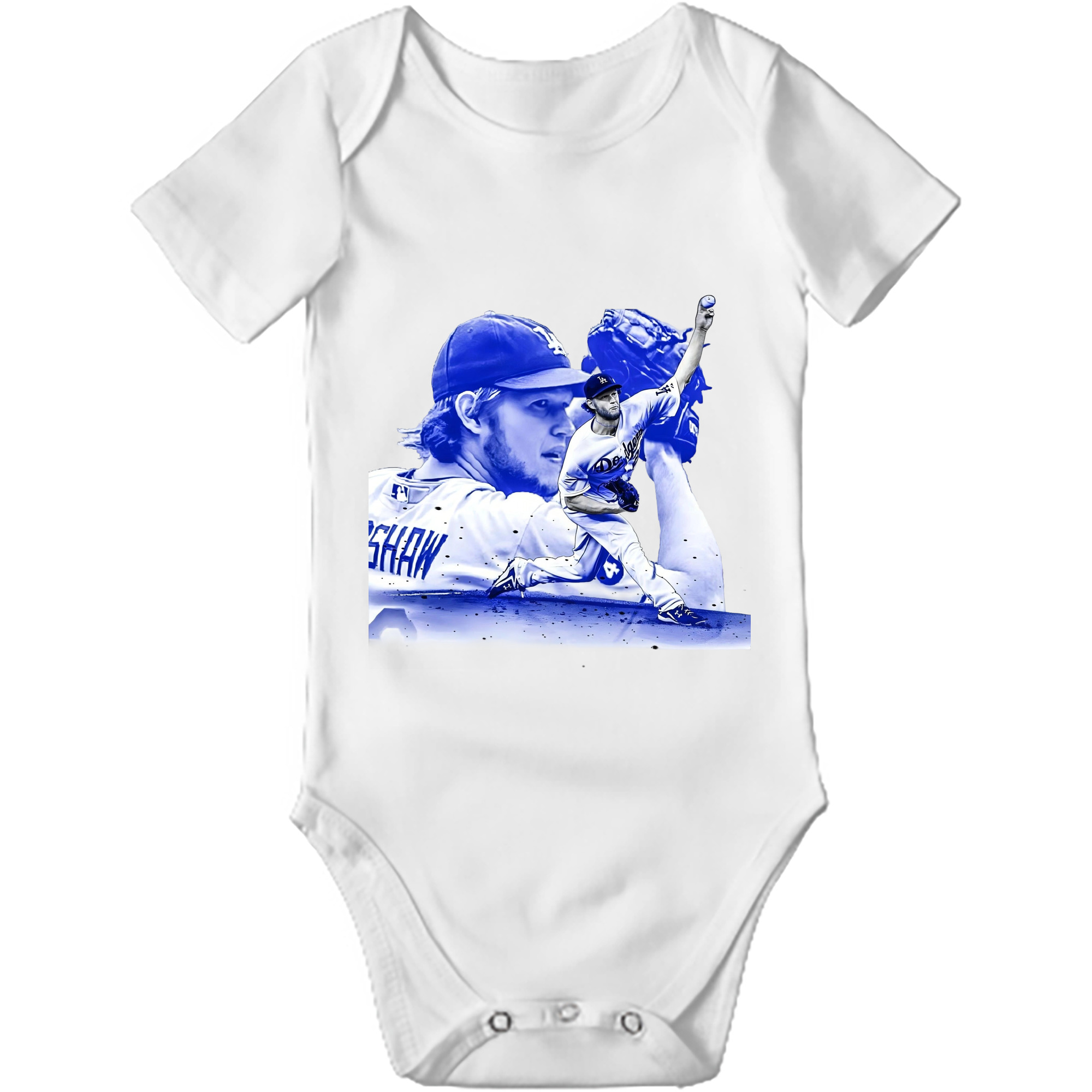 Clayton Kershaw 3 Baby Short Sleeve Romper – 100% Cotton Soft & Breathable Digital Print Onesie With Easy Snap Closure And Envelope Shoulder – Comfortable For Daily Wear & Travel