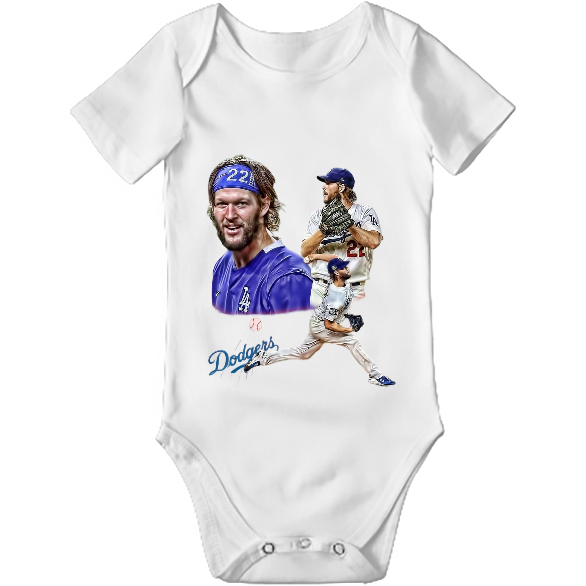 Clayton Kershaw 6 Baby Short Sleeve Romper – 100% Cotton Soft & Breathable Digital Print Onesie With Easy Snap Closure And Envelope Shoulder – Comfortable For Daily Wear & Travel