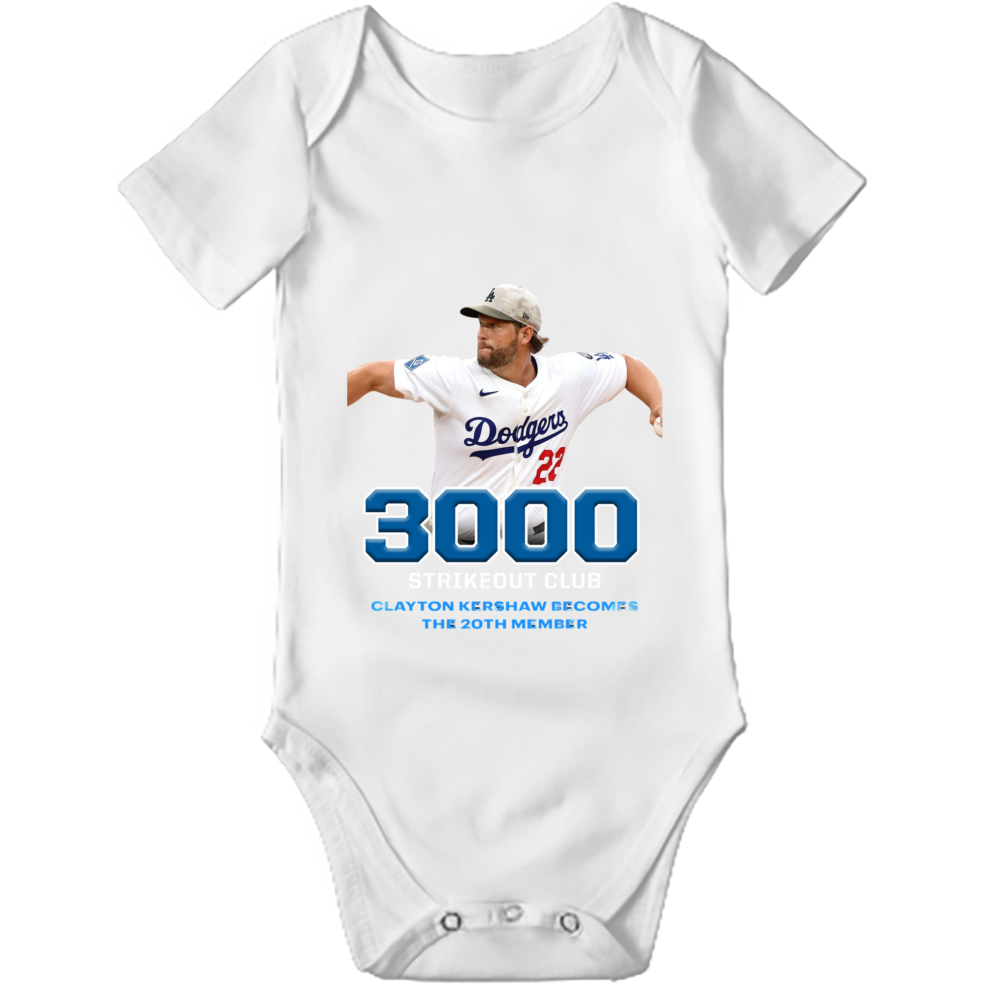 Clayton Kershaw 7 Baby Short Sleeve Romper – 100% Cotton Soft & Breathable Digital Print Onesie With Easy Snap Closure And Envelope Shoulder – Comfortable For Daily Wear & Travel