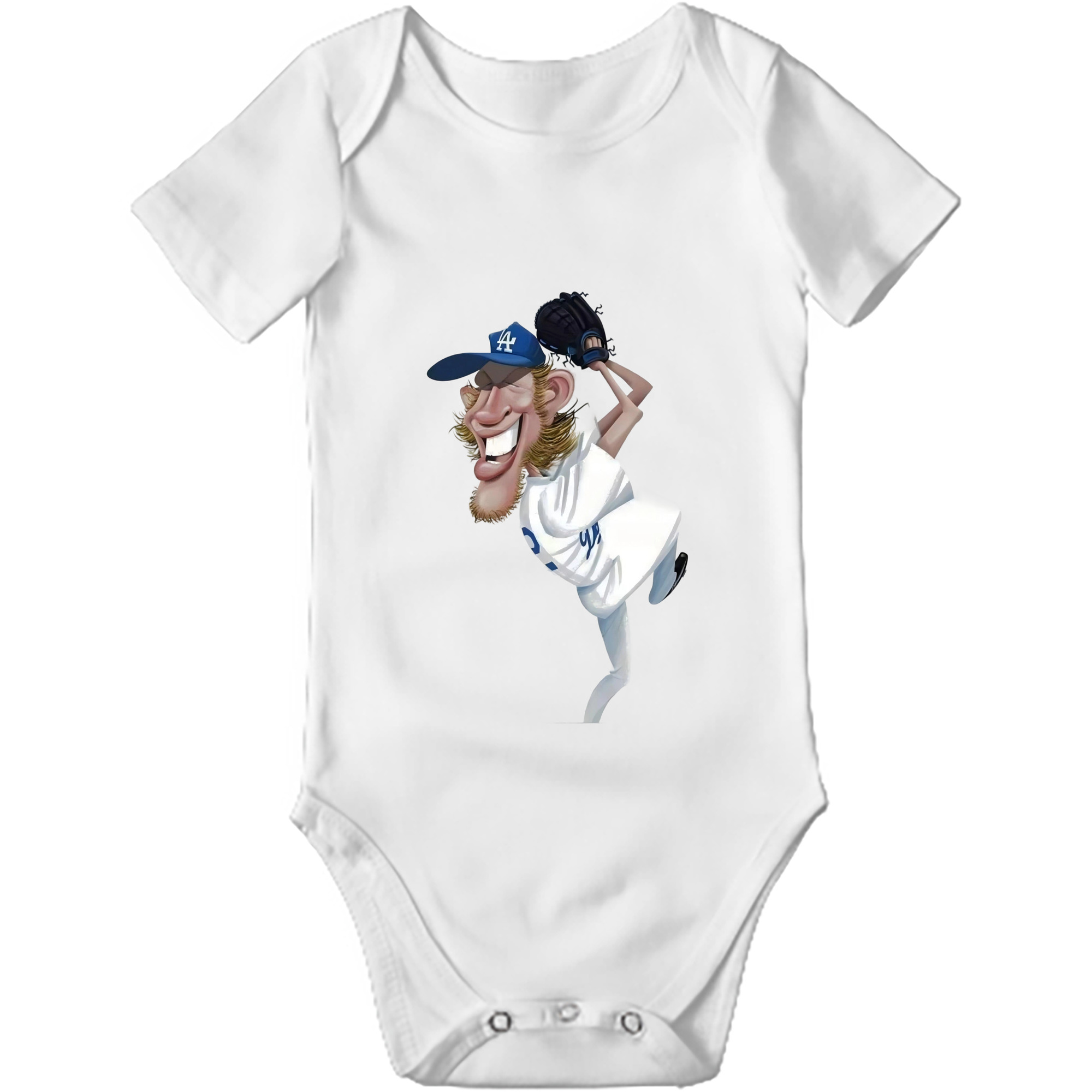 Clayton Kershaw  12 Baby Short Sleeve Romper – 100% Cotton Soft & Breathable Digital Print Onesie With Easy Snap Closure And Envelope Shoulder – Comfortable For Daily Wear & Travel