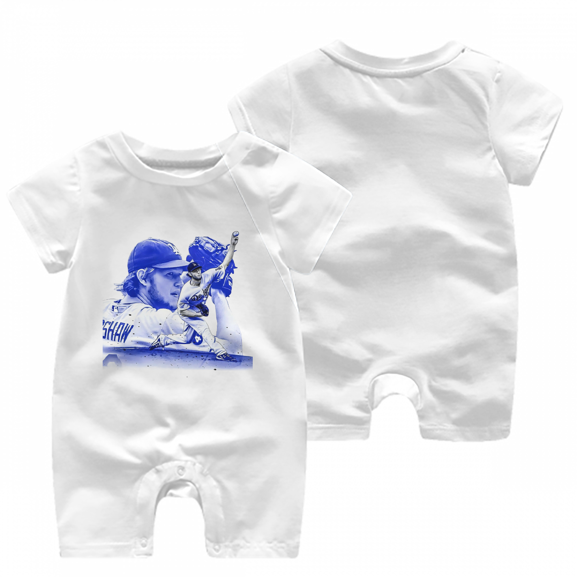 Clayton Kershaw 3 Baby Short Sleeve Onesie – 100% Cotton Soft & Breathable Digital Print Romper – Double-Sided Print, Snap Closure For Easy Diaper Changes – Comfortable For Boys & Girls