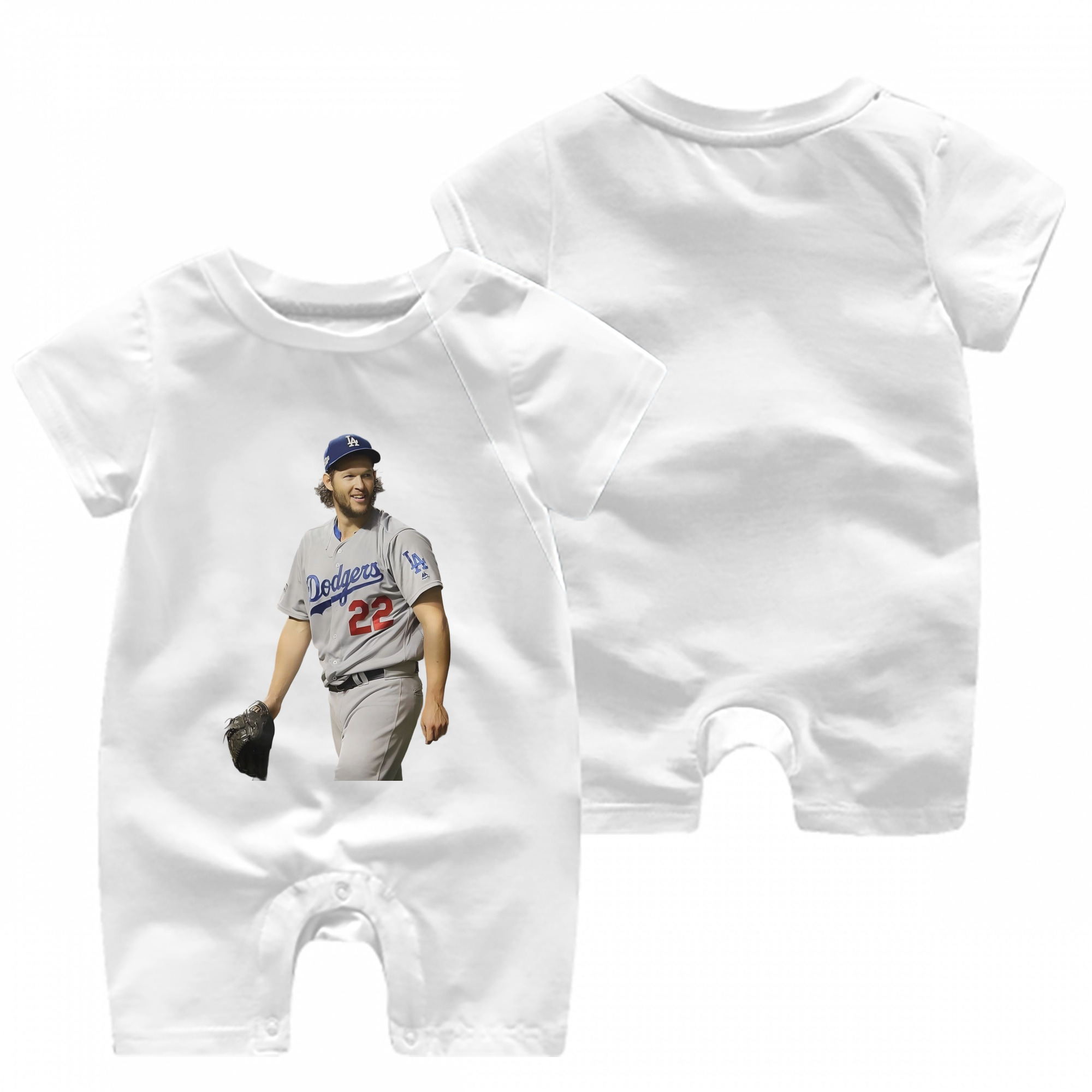 Clayton Kershaw 5 Baby Short Sleeve Onesie – 100% Cotton Soft & Breathable Digital Print Romper – Double-Sided Print, Snap Closure For Easy Diaper Changes – Comfortable For Boys & Girls