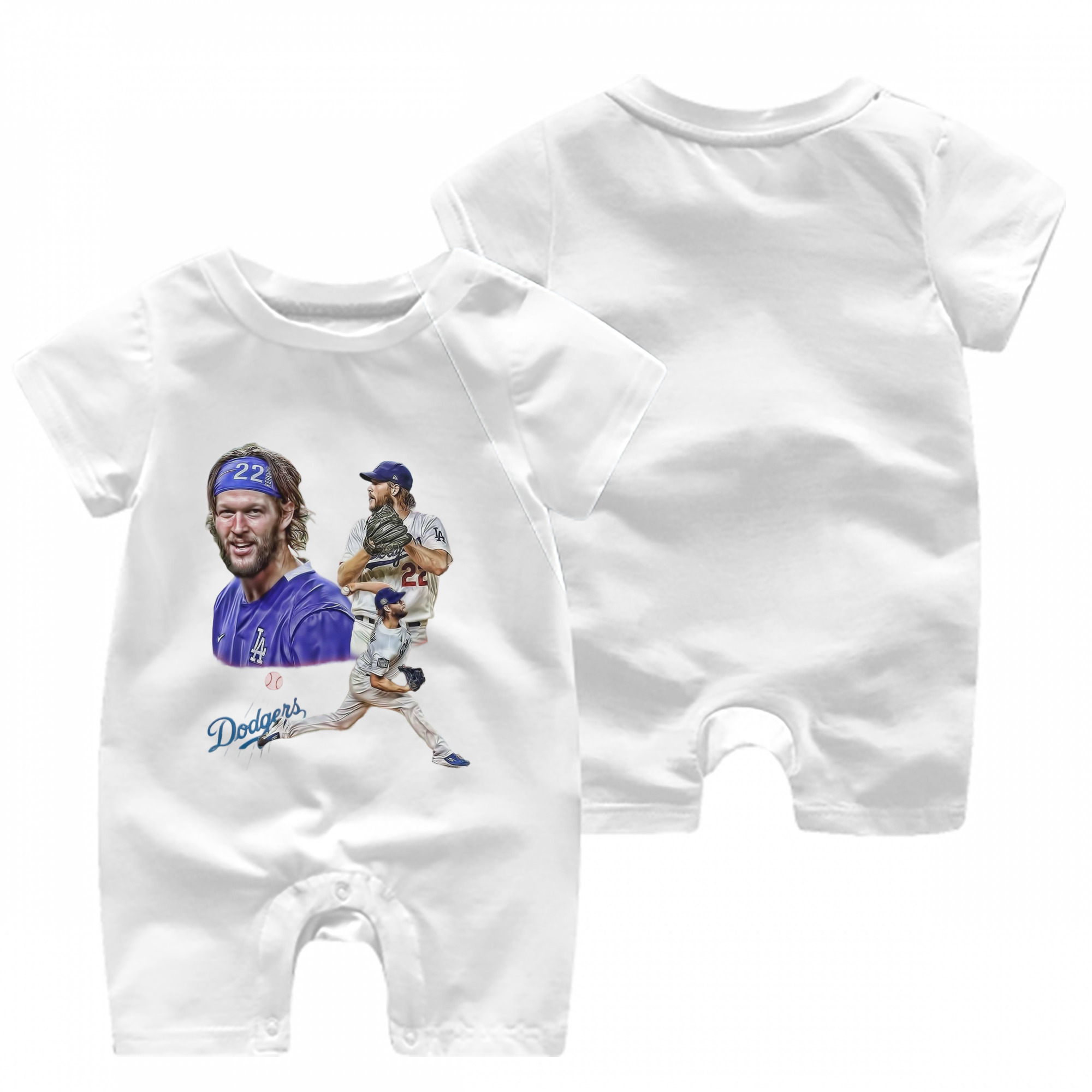 Clayton Kershaw 6 Baby Short Sleeve Onesie – 100% Cotton Soft & Breathable Digital Print Romper – Double-Sided Print, Snap Closure For Easy Diaper Changes – Comfortable For Boys & Girls