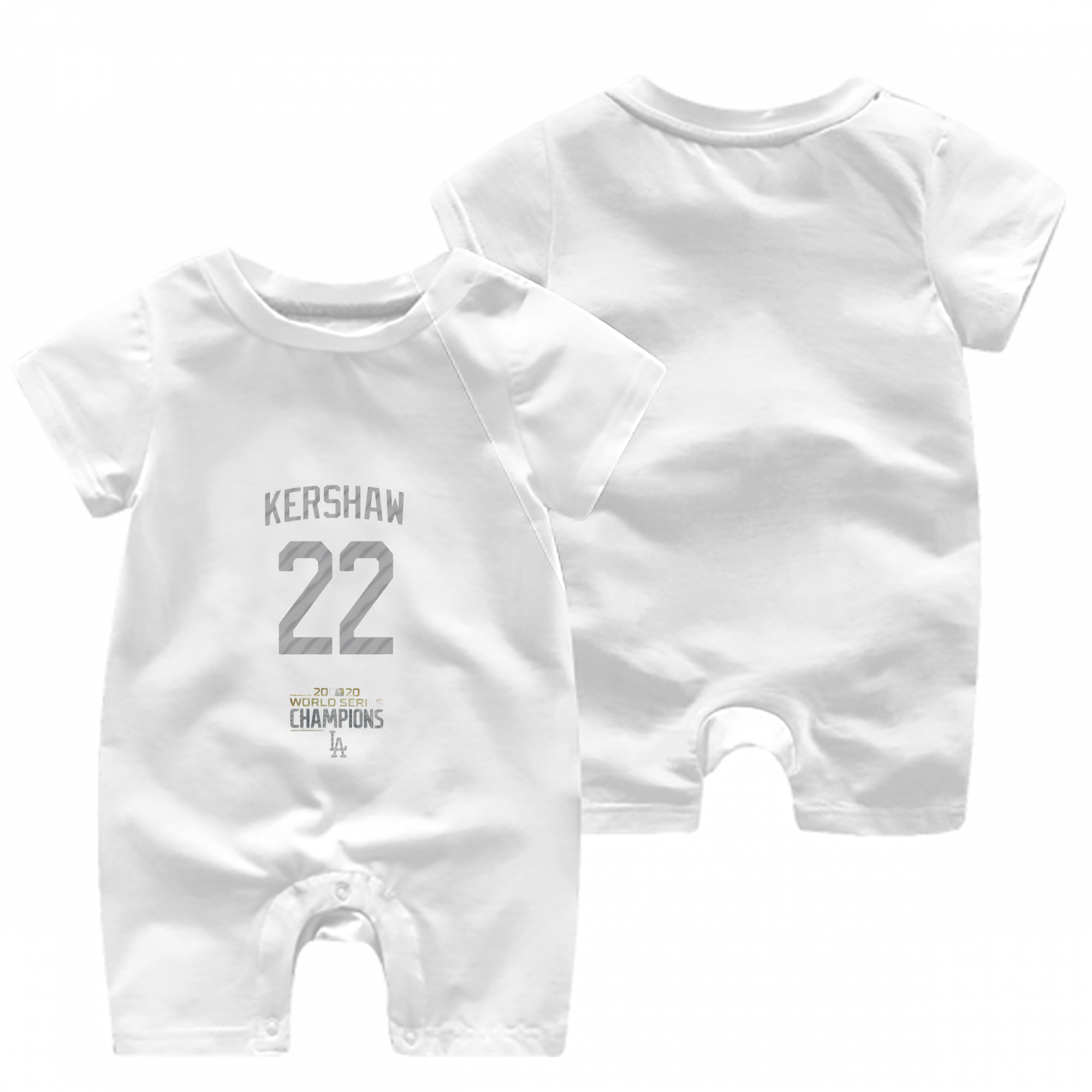 Clayton Kershaw 8 Baby Short Sleeve Onesie – 100% Cotton Soft & Breathable Digital Print Romper – Double-Sided Print, Snap Closure For Easy Diaper Changes – Comfortable For Boys & Girls