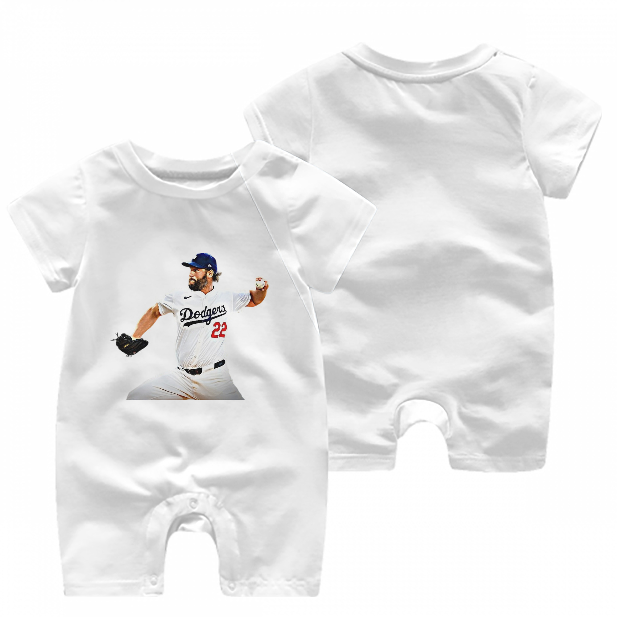 Clayton Kershaw  9 Baby Short Sleeve Onesie – 100% Cotton Soft & Breathable Digital Print Romper – Double-Sided Print, Snap Closure For Easy Diaper Changes – Comfortable For Boys & Girls