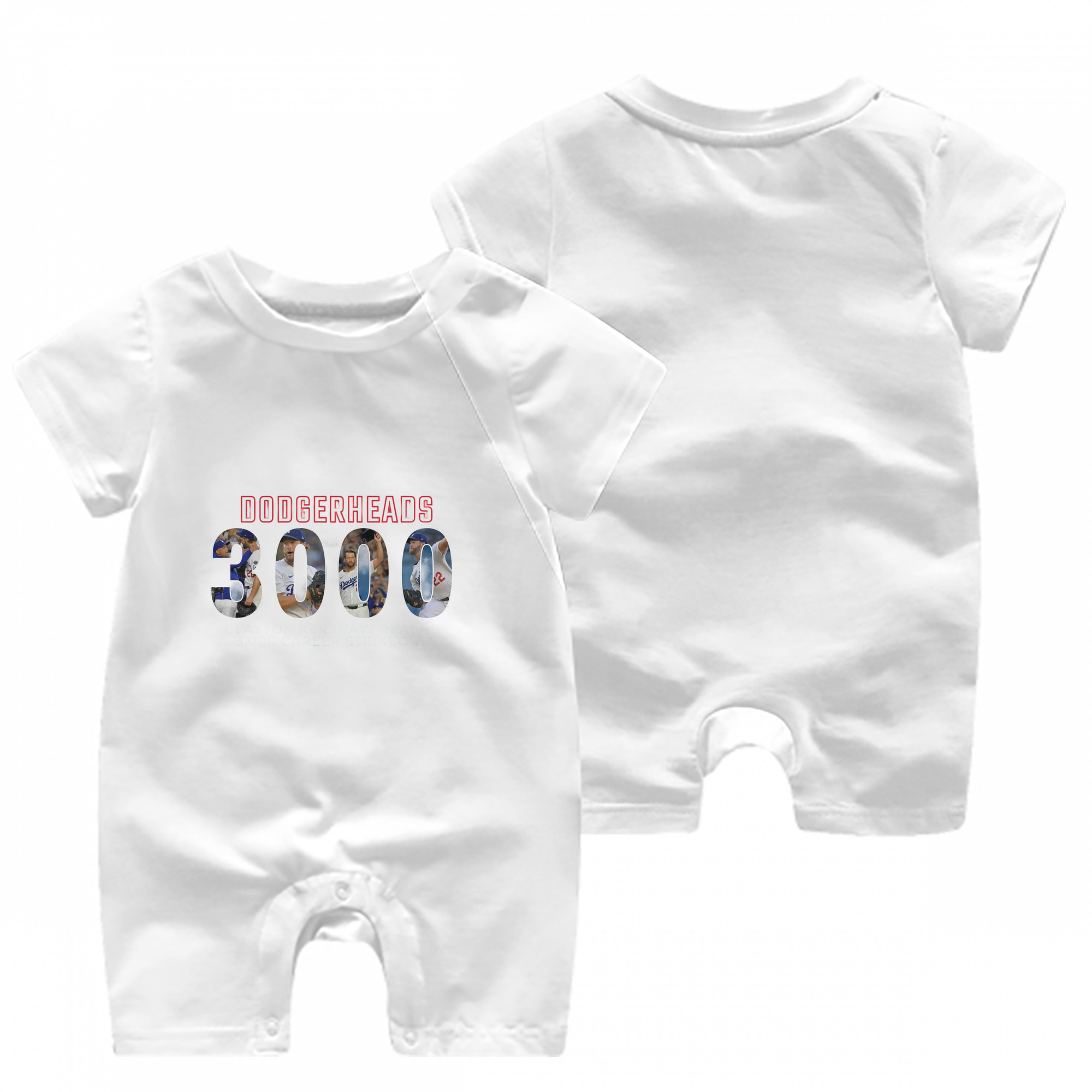 Clayton Kershaw 10 Baby Short Sleeve Onesie – 100% Cotton Soft & Breathable Digital Print Romper – Double-Sided Print, Snap Closure For Easy Diaper Changes – Comfortable For Boys & Girls