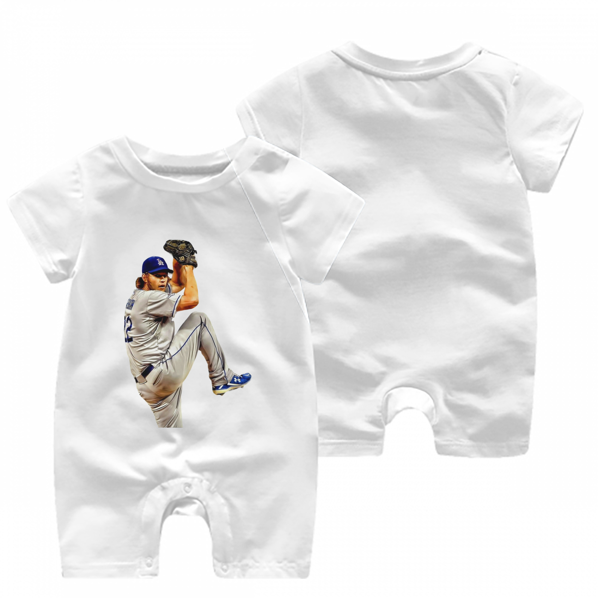 Clayton Kershaw 11 Baby Short Sleeve Onesie – 100% Cotton Soft & Breathable Digital Print Romper – Double-Sided Print, Snap Closure For Easy Diaper Changes – Comfortable For Boys & Girls