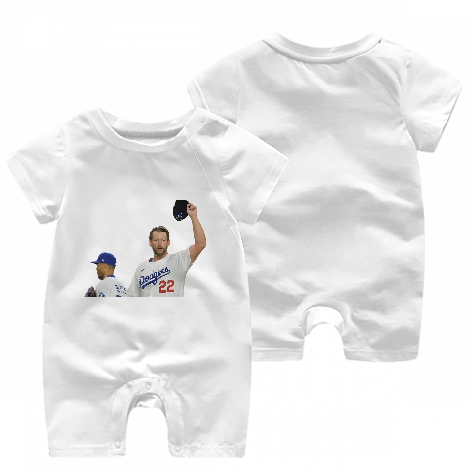 Clayton Kershaw 13 Baby Short Sleeve Onesie – 100% Cotton Soft & Breathable Digital Print Romper – Double-Sided Print, Snap Closure For Easy Diaper Changes – Comfortable For Boys & Girls