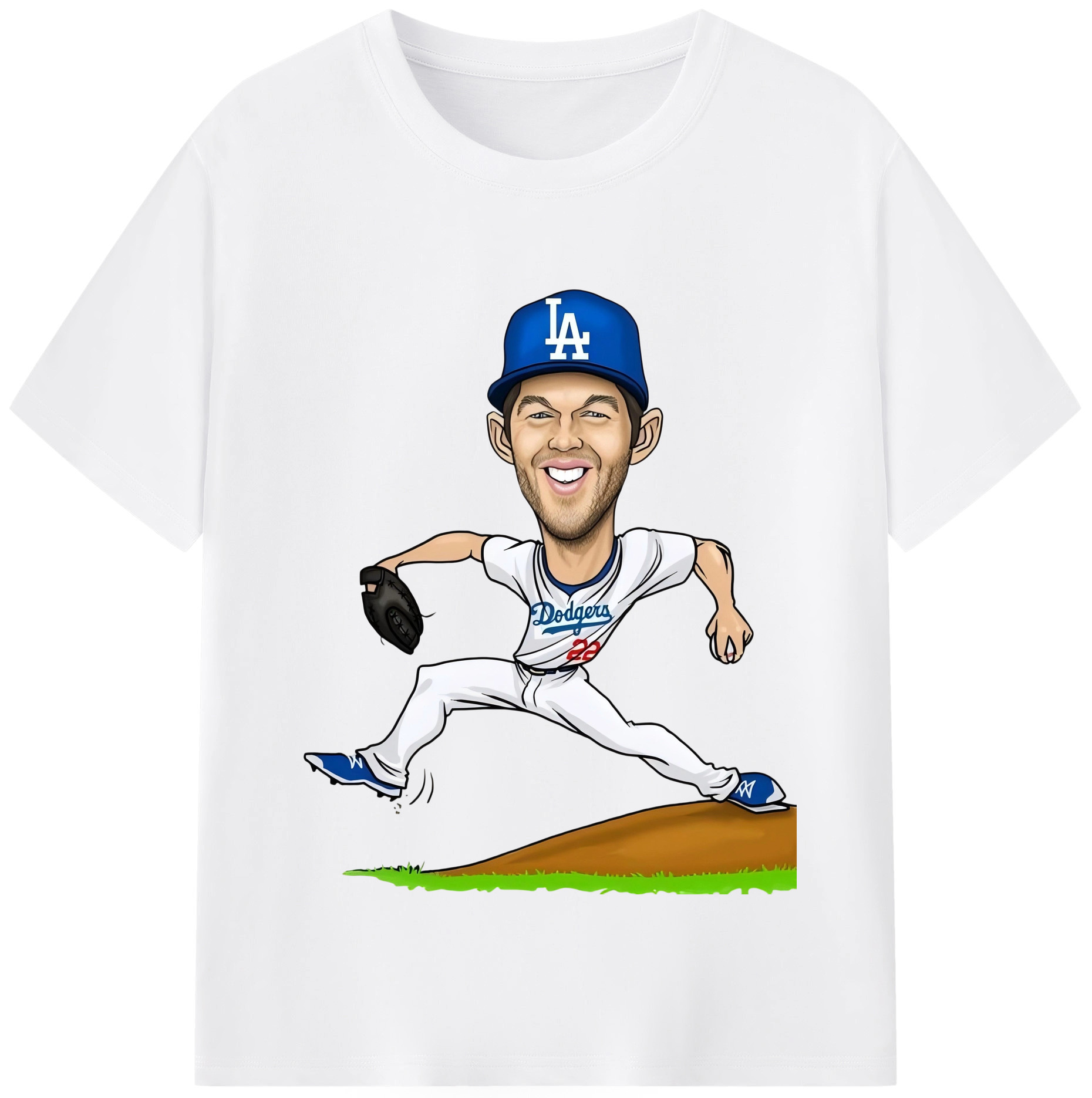 Clayton Kershaw  1 Combed Cotton T-Shirt 180g With Front Heat Transfer Print – Soft, Lightweight, Fitted Design – Stylish Casual Wear For Sports & Everyday Use