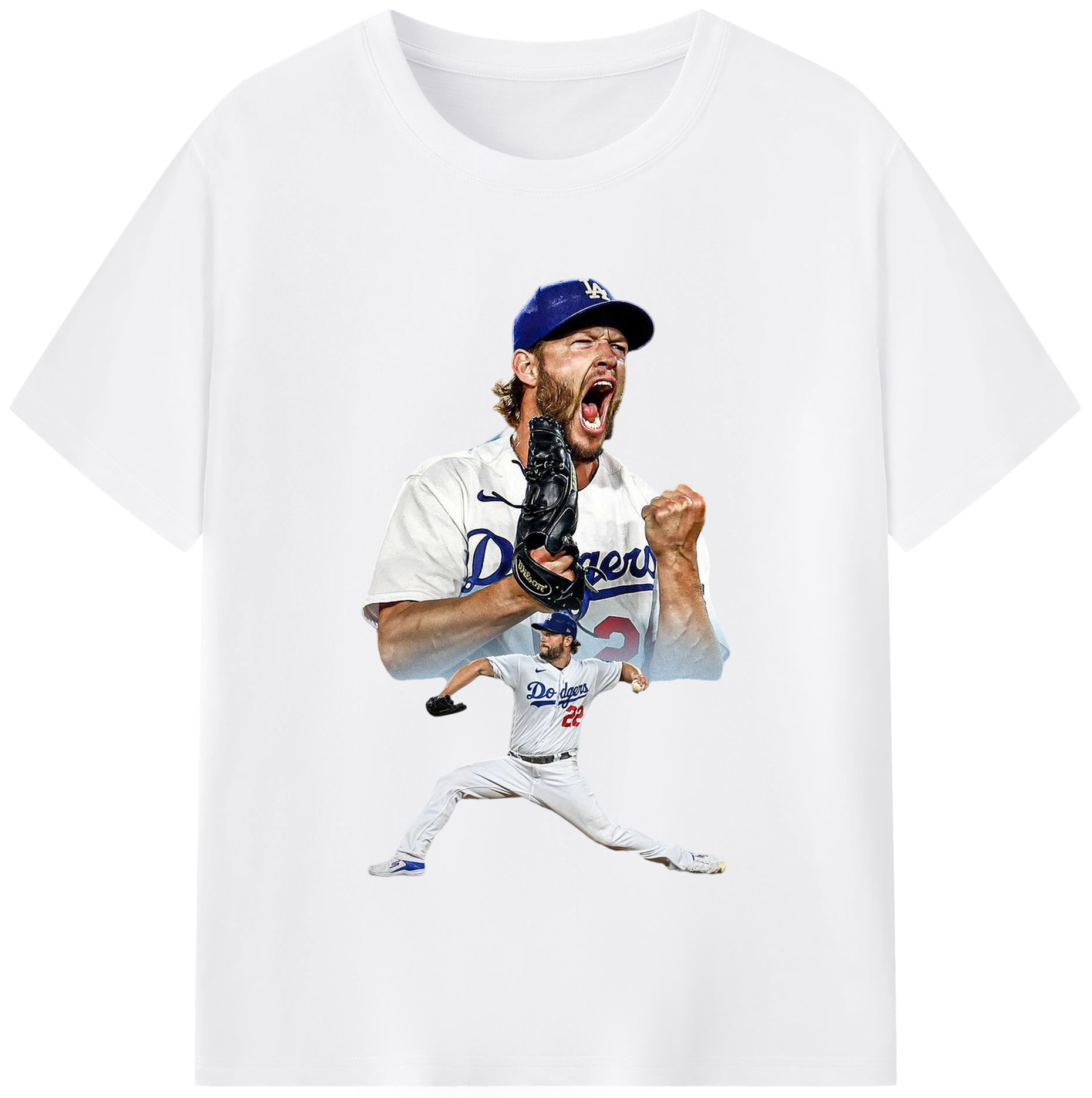 Clayton Kershaw 2 Combed Cotton T-Shirt 180g With Front Heat Transfer Print – Soft, Lightweight, Fitted Design – Stylish Casual Wear For Sports & Everyday Use