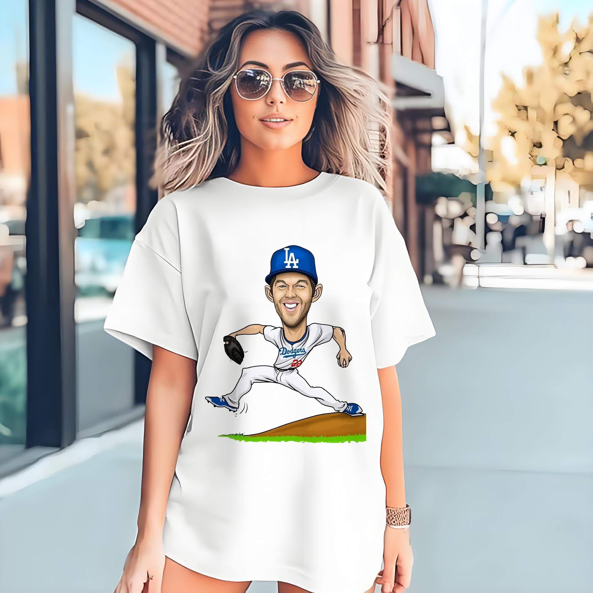 Clayton Kershaw  1 Combed Cotton T-Shirt 180g With Front Heat Transfer Print – Soft, Lightweight, Fitted Design – Stylish Casual Wear For Sports & Everyday Use