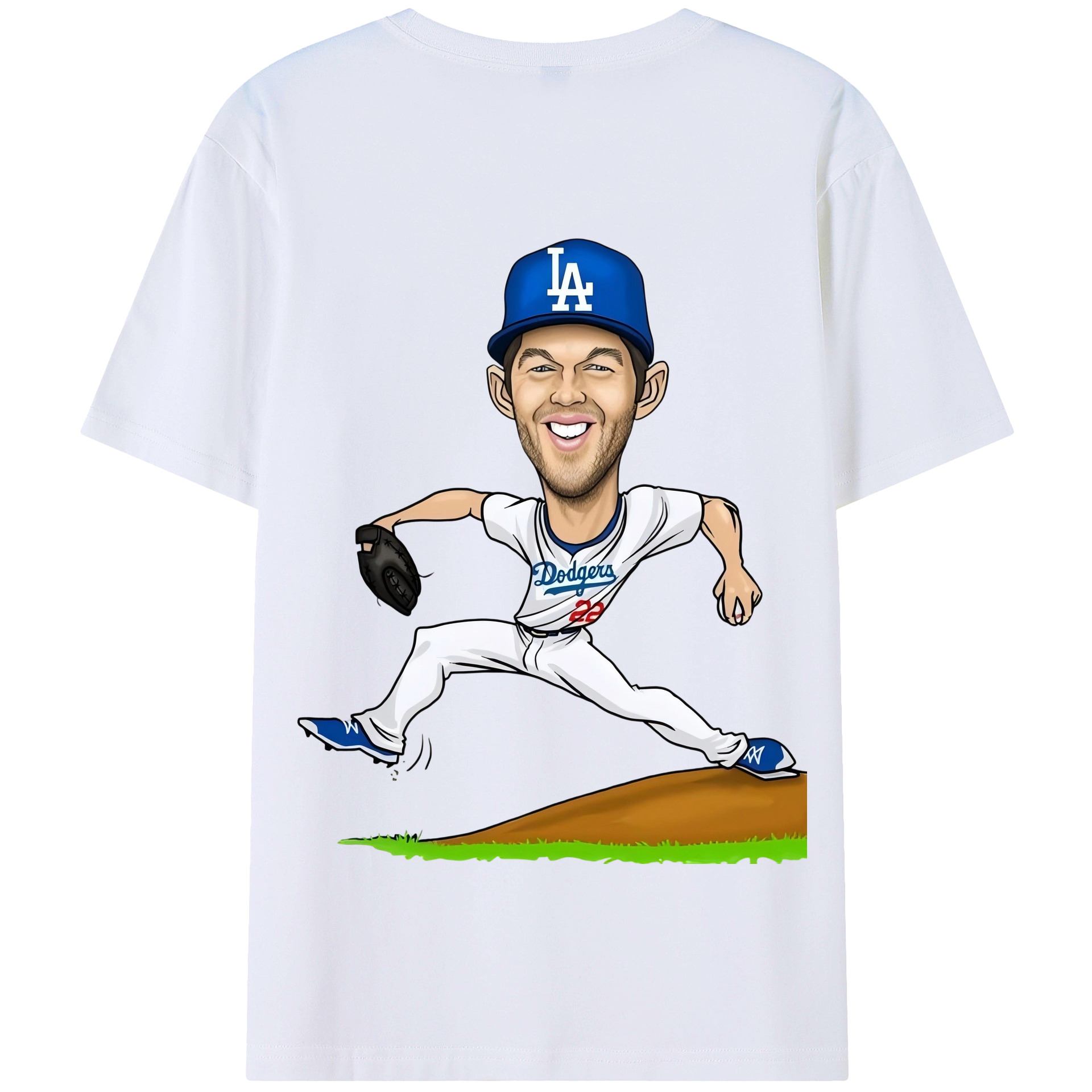 Clayton Kershaw  1 180g Combed Cotton T-Shirt With Back Heat Transfer Print – Soft, Lightweight, Fitted Design – Stylish Casual Wear For Sports & Everyday Use
