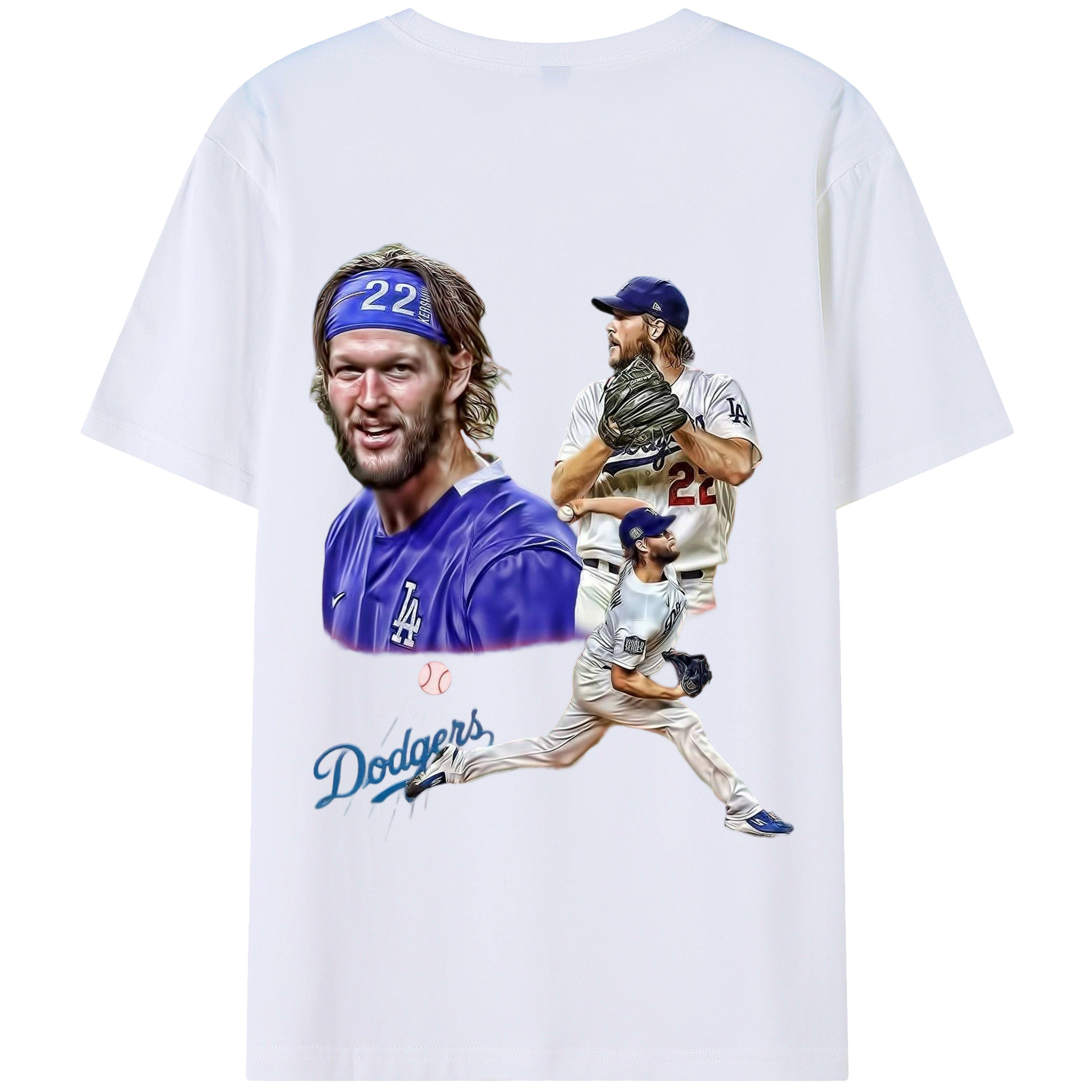 Clayton Kershaw 6 180g Combed Cotton T-Shirt With Back Heat Transfer Print – Soft, Lightweight, Fitted Design – Stylish Casual Wear For Sports & Everyday Use