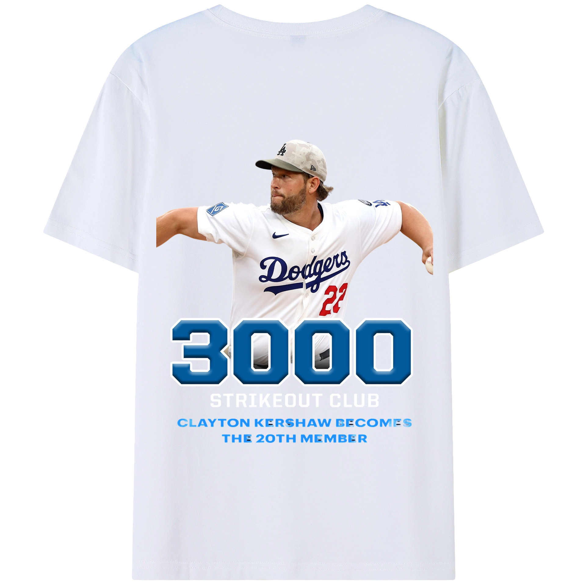 Clayton Kershaw 7 180g Combed Cotton T-Shirt With Back Heat Transfer Print – Soft, Lightweight, Fitted Design – Stylish Casual Wear For Sports & Everyday Use