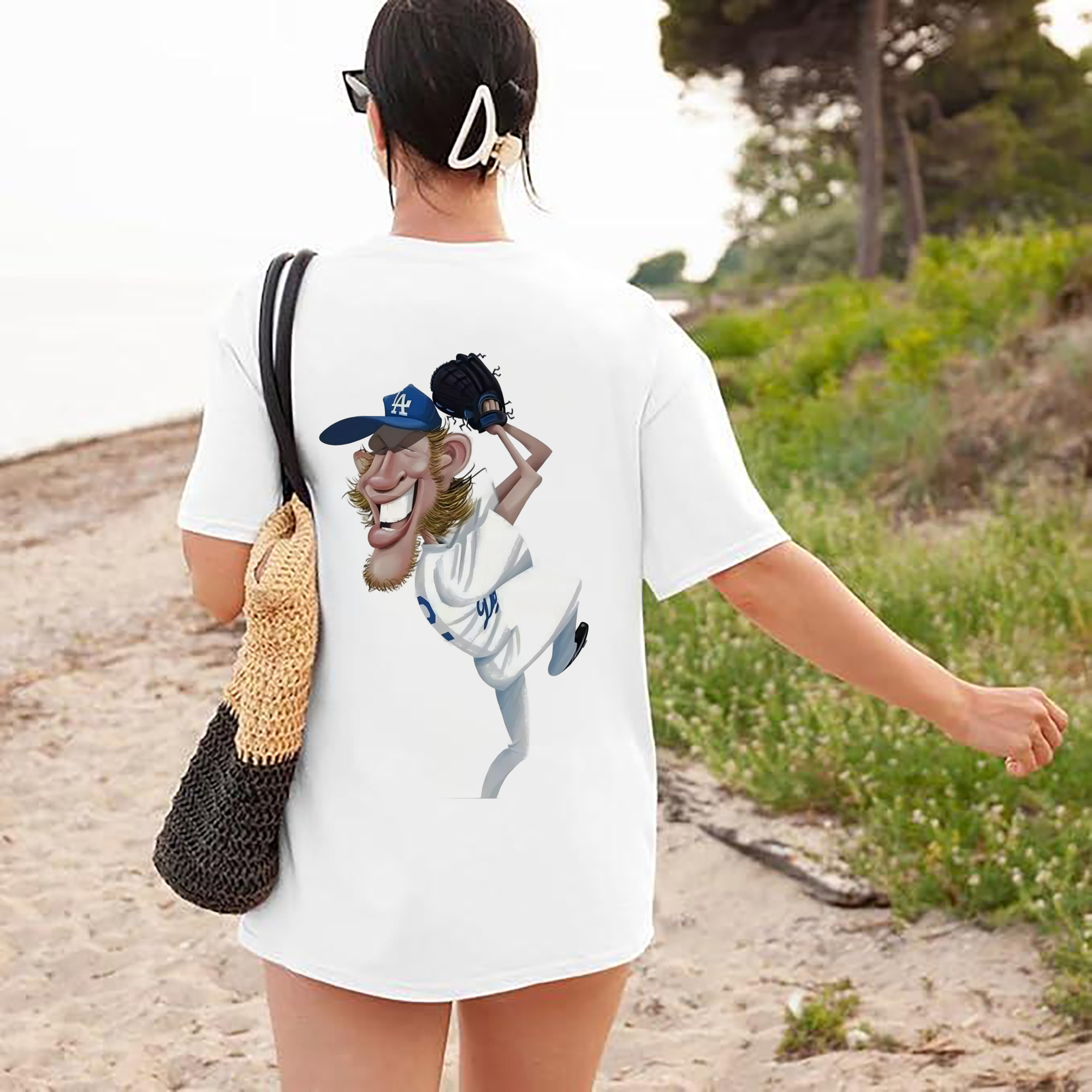 Clayton Kershaw  12 180g Combed Cotton T-Shirt With Back Heat Transfer Print – Soft, Lightweight, Fitted Design – Stylish Casual Wear For Sports & Everyday Use