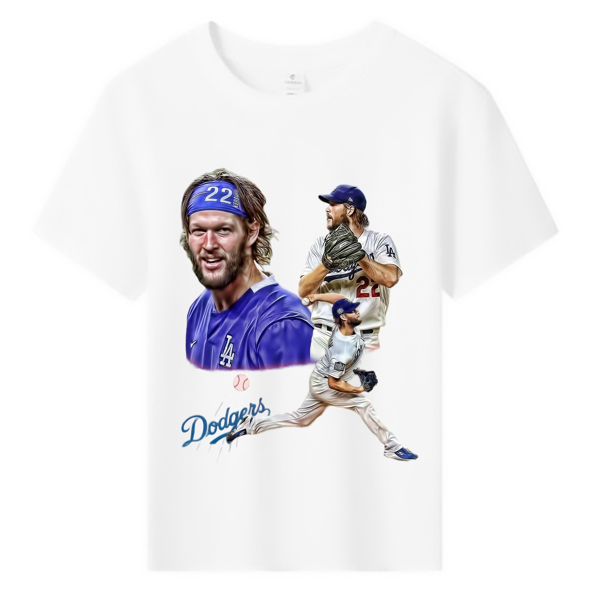 Clayton Kershaw 6 Combed Cotton Kids T-Shirt 180g With Front Heat Transfer Print – Soft, Lightweight, Side-Seamed Design – Stylish And Comfortable Casual Wear For Everyday Activities