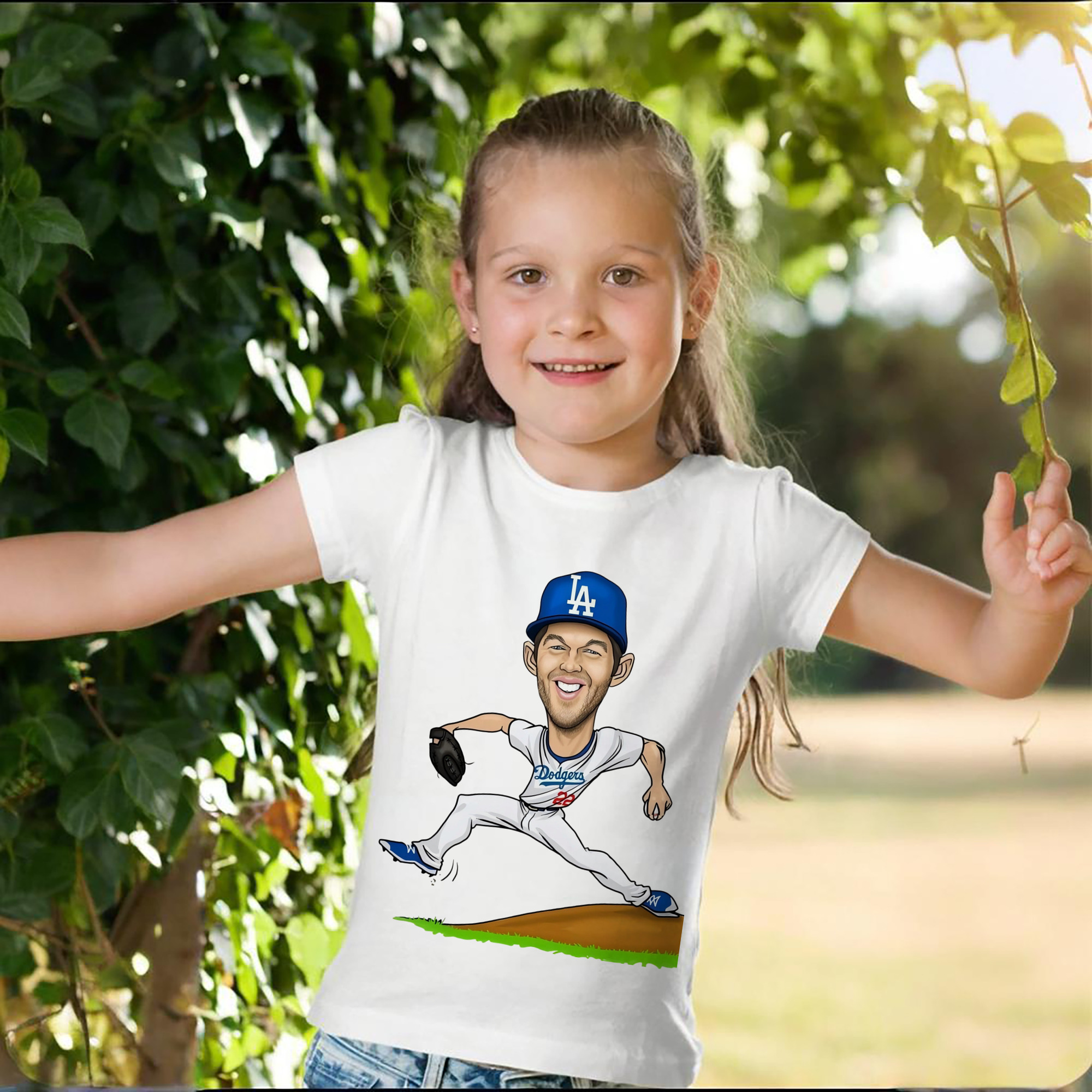 Clayton Kershaw  1 Combed Cotton Kids T-Shirt 180g With Front Heat Transfer Print – Soft, Lightweight, Side-Seamed Design – Stylish And Comfortable Casual Wear For Everyday Activities