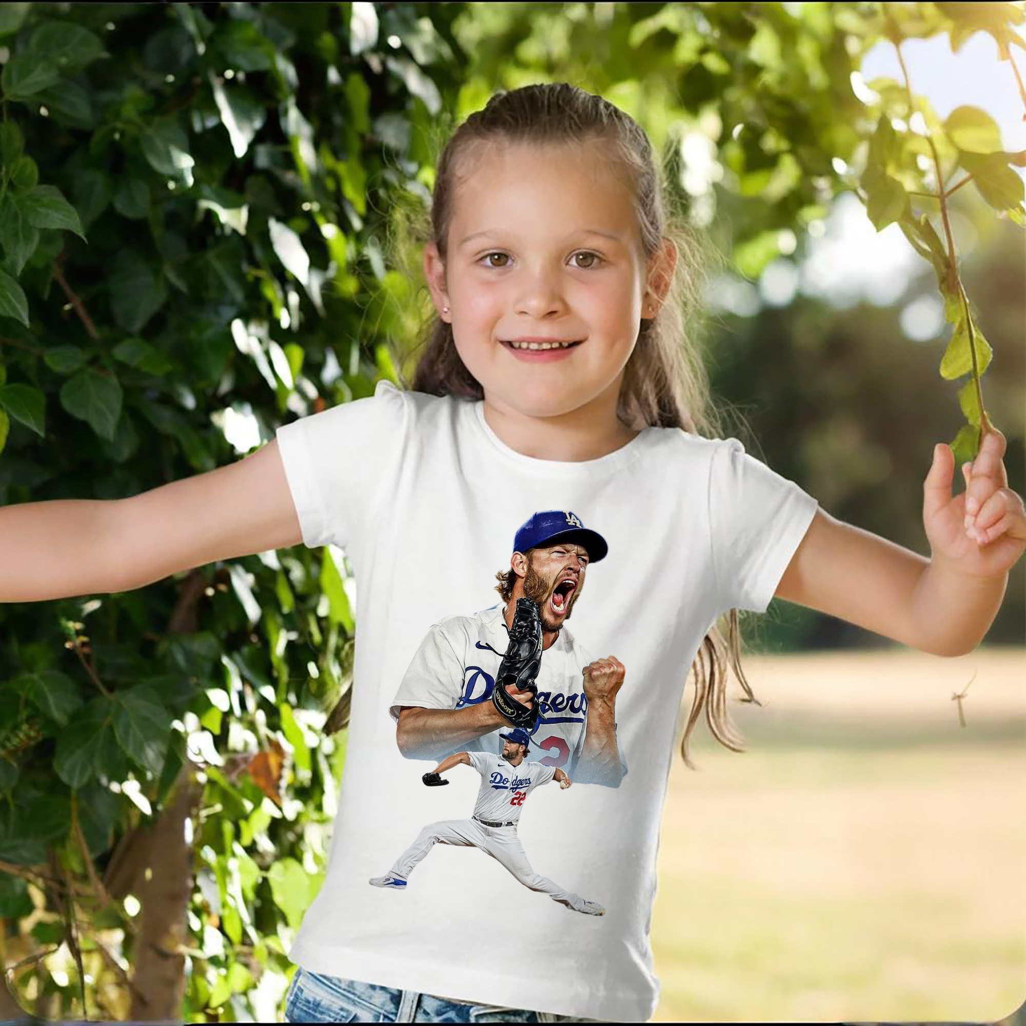 Clayton Kershaw 2 Combed Cotton Kids T-Shirt 180g With Front Heat Transfer Print – Soft, Lightweight, Side-Seamed Design – Stylish And Comfortable Casual Wear For Everyday Activities