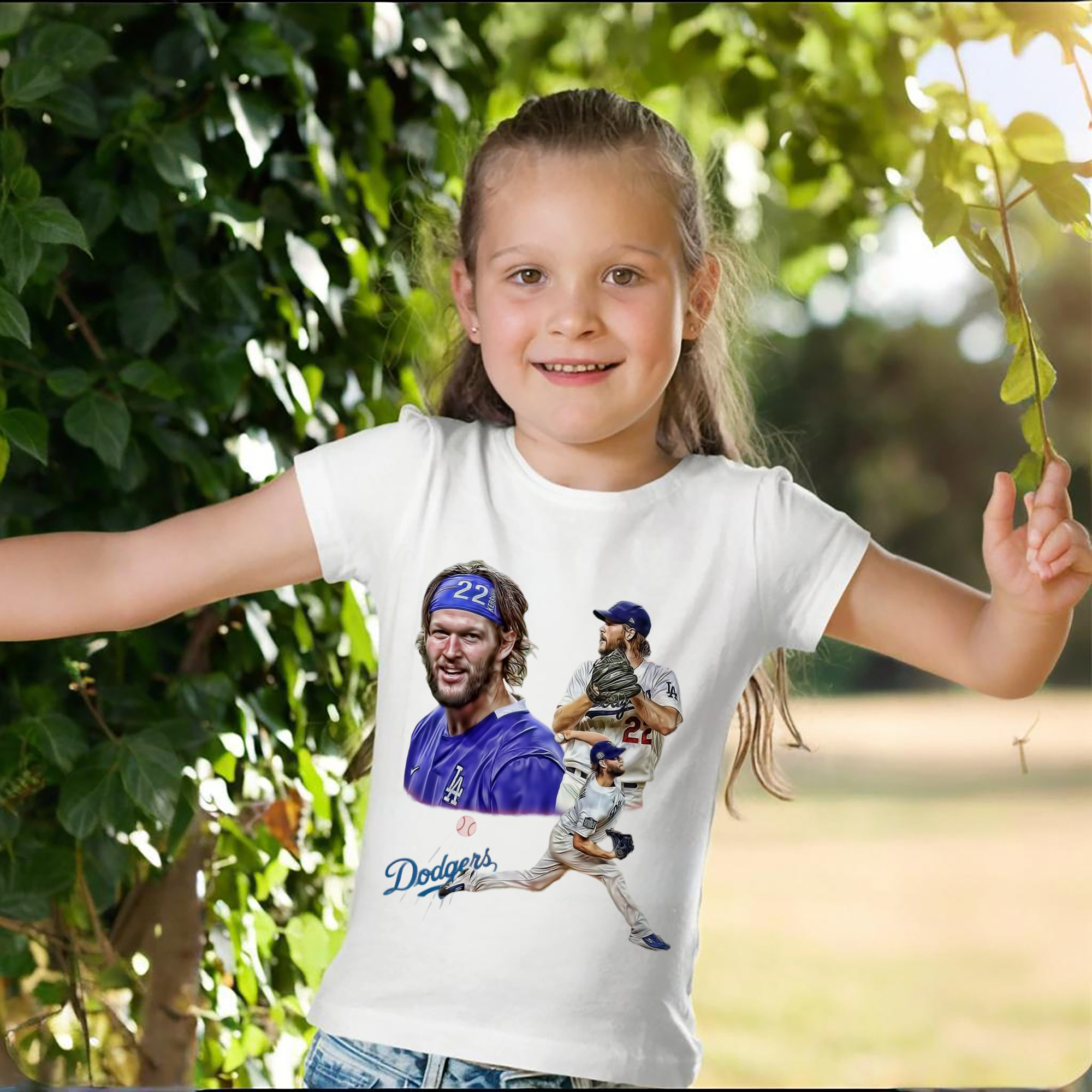 Clayton Kershaw 6 Combed Cotton Kids T-Shirt 180g With Front Heat Transfer Print – Soft, Lightweight, Side-Seamed Design – Stylish And Comfortable Casual Wear For Everyday Activities