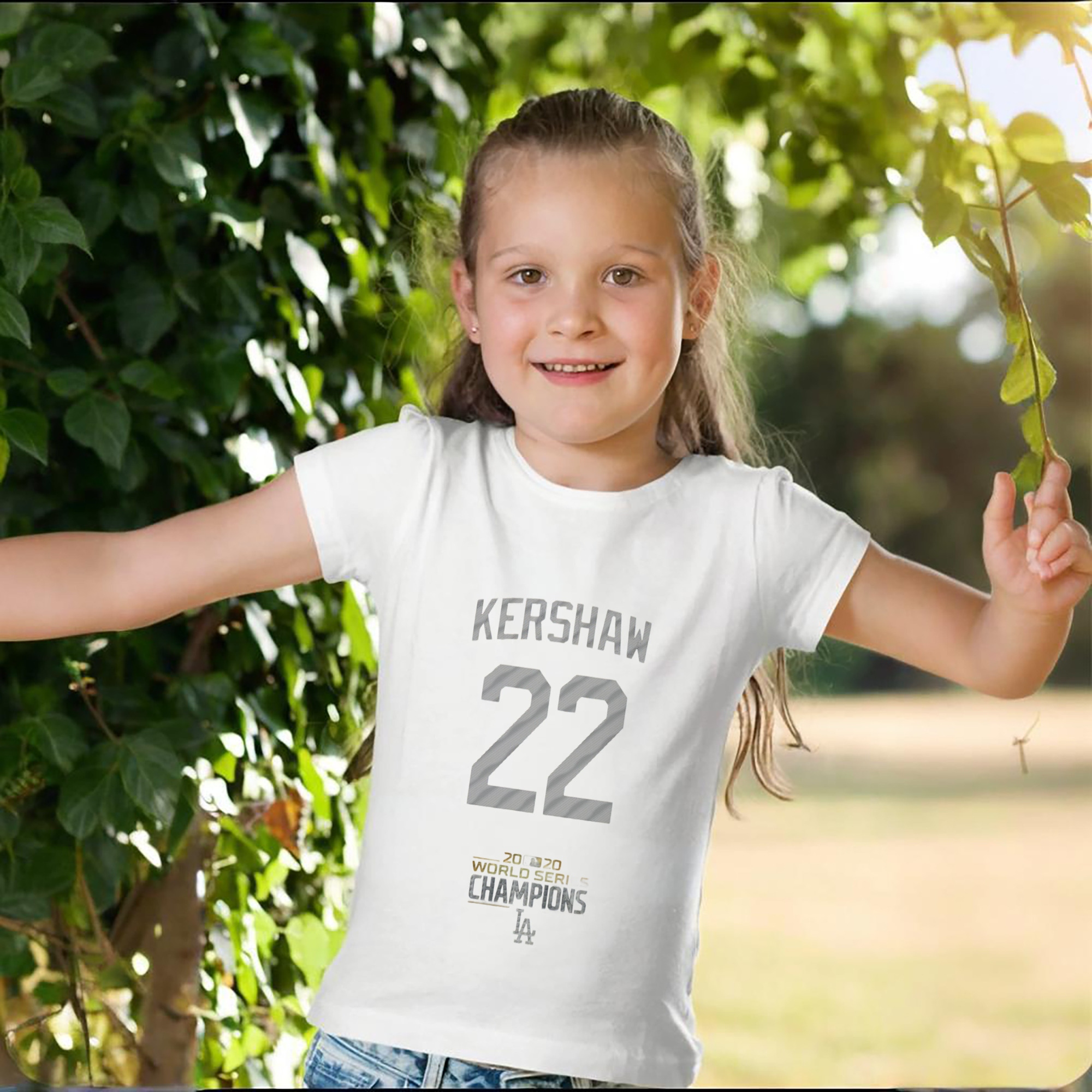 Clayton Kershaw 8 Combed Cotton Kids T-Shirt 180g With Front Heat Transfer Print – Soft, Lightweight, Side-Seamed Design – Stylish And Comfortable Casual Wear For Everyday Activities