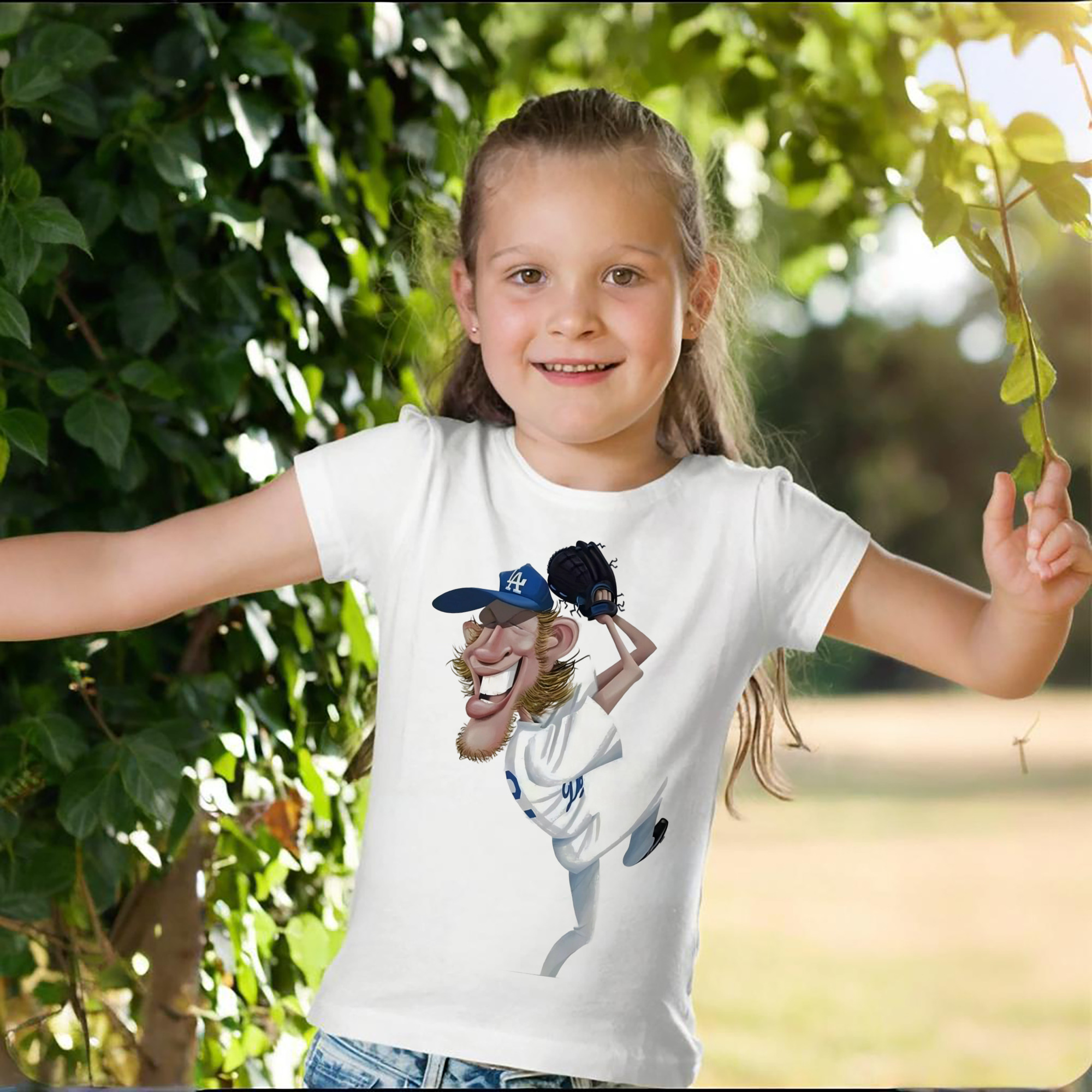 Clayton Kershaw  12 Combed Cotton Kids T-Shirt 180g With Front Heat Transfer Print – Soft, Lightweight, Side-Seamed Design – Stylish And Comfortable Casual Wear For Everyday Activities