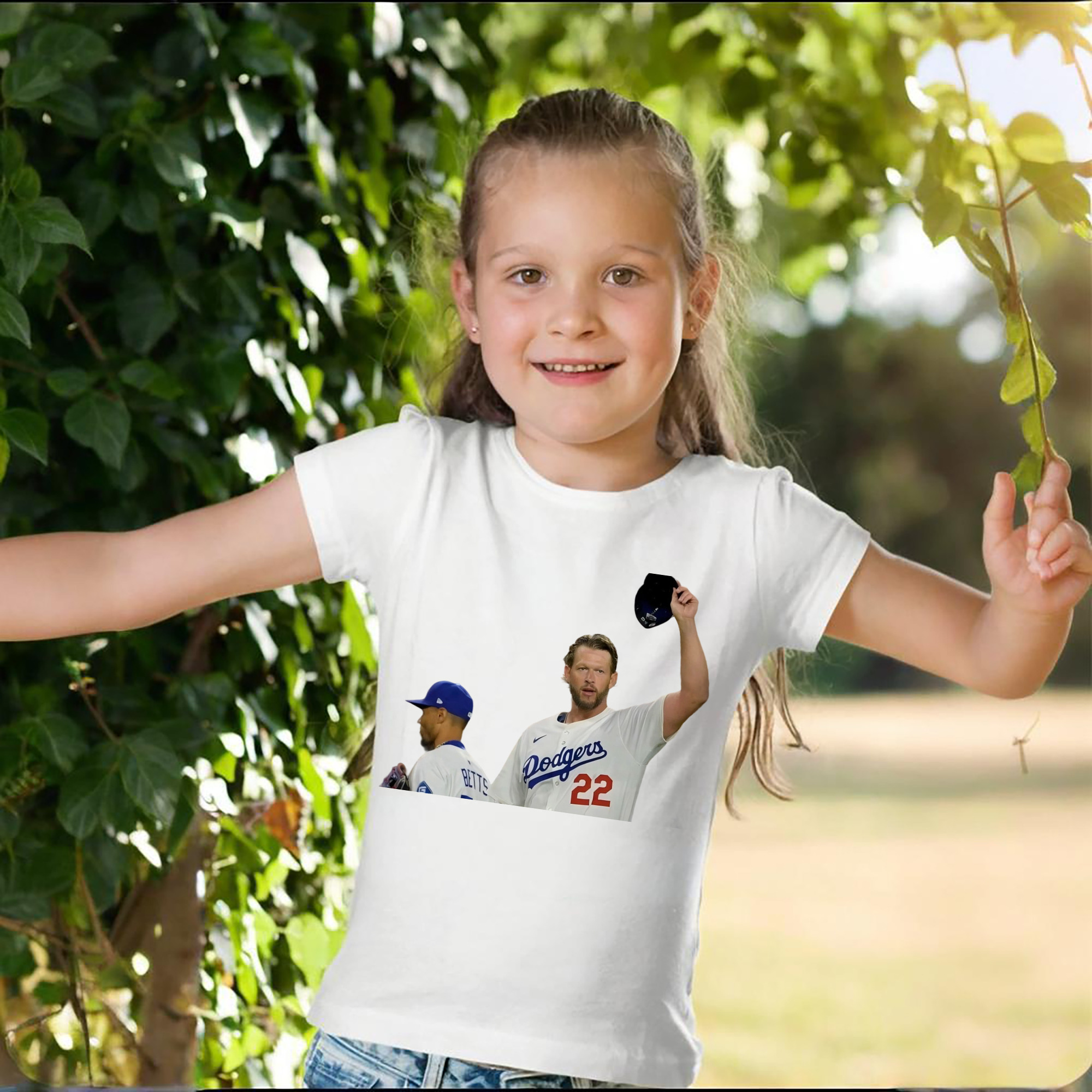 Clayton Kershaw 13 Combed Cotton Kids T-Shirt 180g With Front Heat Transfer Print – Soft, Lightweight, Side-Seamed Design – Stylish And Comfortable Casual Wear For Everyday Activities