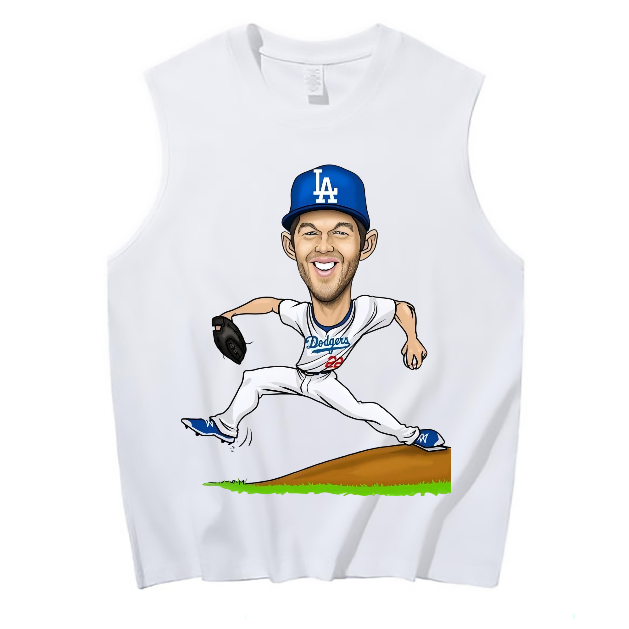 Clayton Kershaw  1 210g Combed Cotton Tank Top With Front Heat Transfer Print – Soft, Lightweight, Fitted Design – Stylish & Comfortable Casual Wear For Sports & Everyday Use