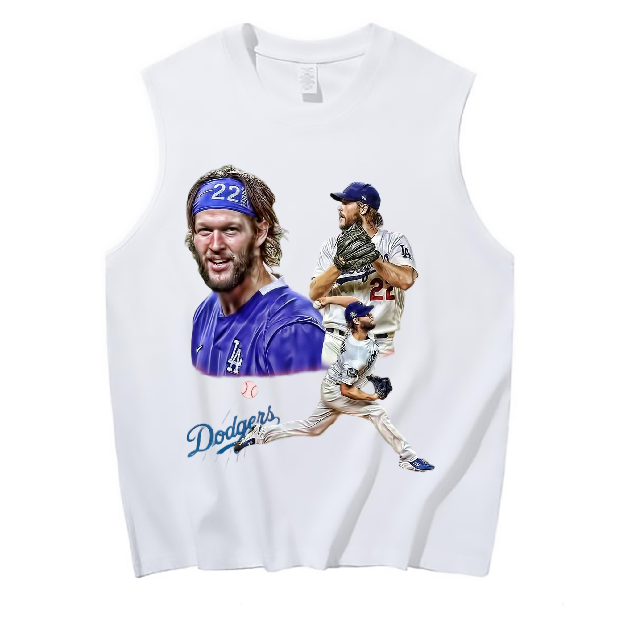 Clayton Kershaw 6 210g Combed Cotton Tank Top With Front Heat Transfer Print – Soft, Lightweight, Fitted Design – Stylish & Comfortable Casual Wear For Sports & Everyday Use