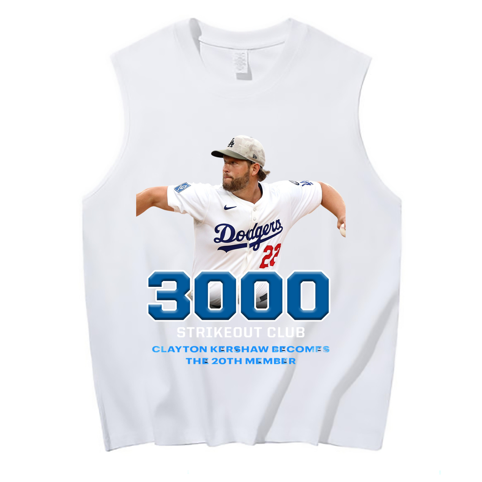 Clayton Kershaw 7 210g Combed Cotton Tank Top With Front Heat Transfer Print – Soft, Lightweight, Fitted Design – Stylish & Comfortable Casual Wear For Sports & Everyday Use