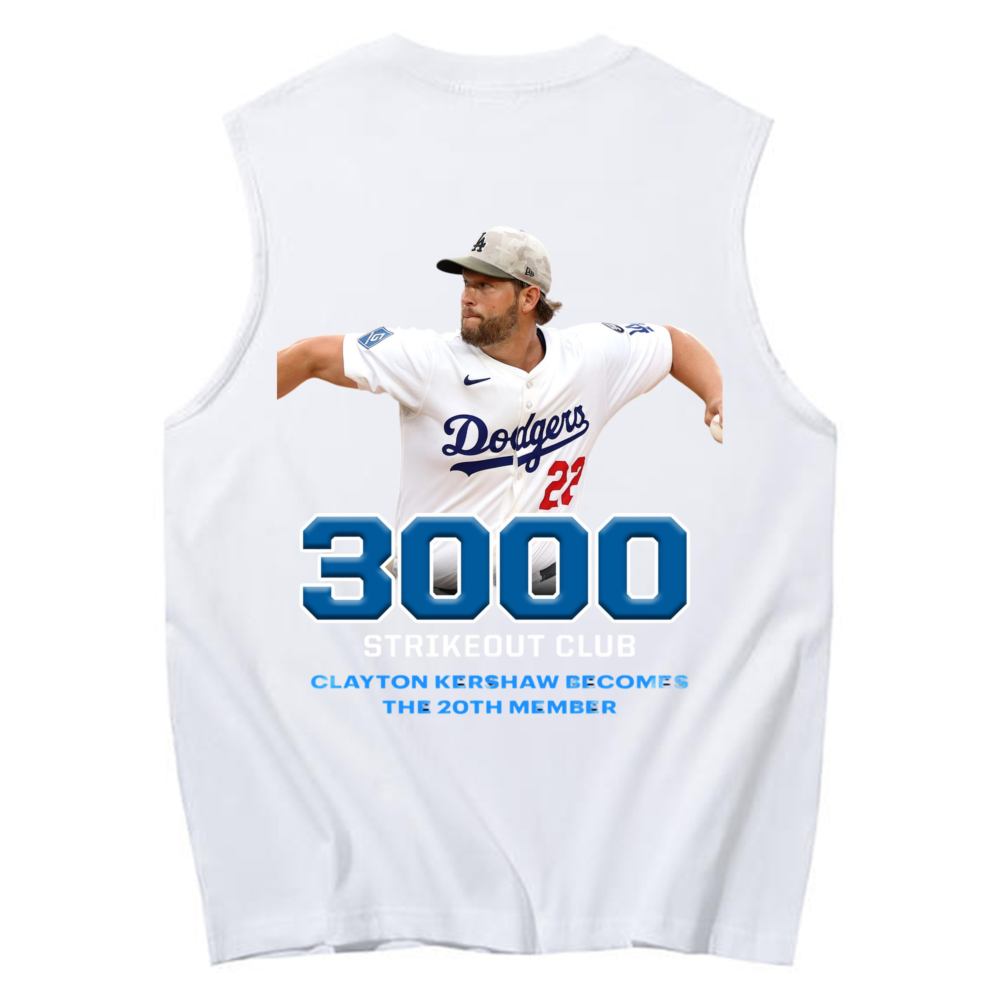Clayton Kershaw 7 230g Pure Cotton Tank Top With Back Heat Transfer Print – Soft, Lightweight, Fitted Design – Stylish & Comfortable Casual Wear For Sports & Everyday Use
