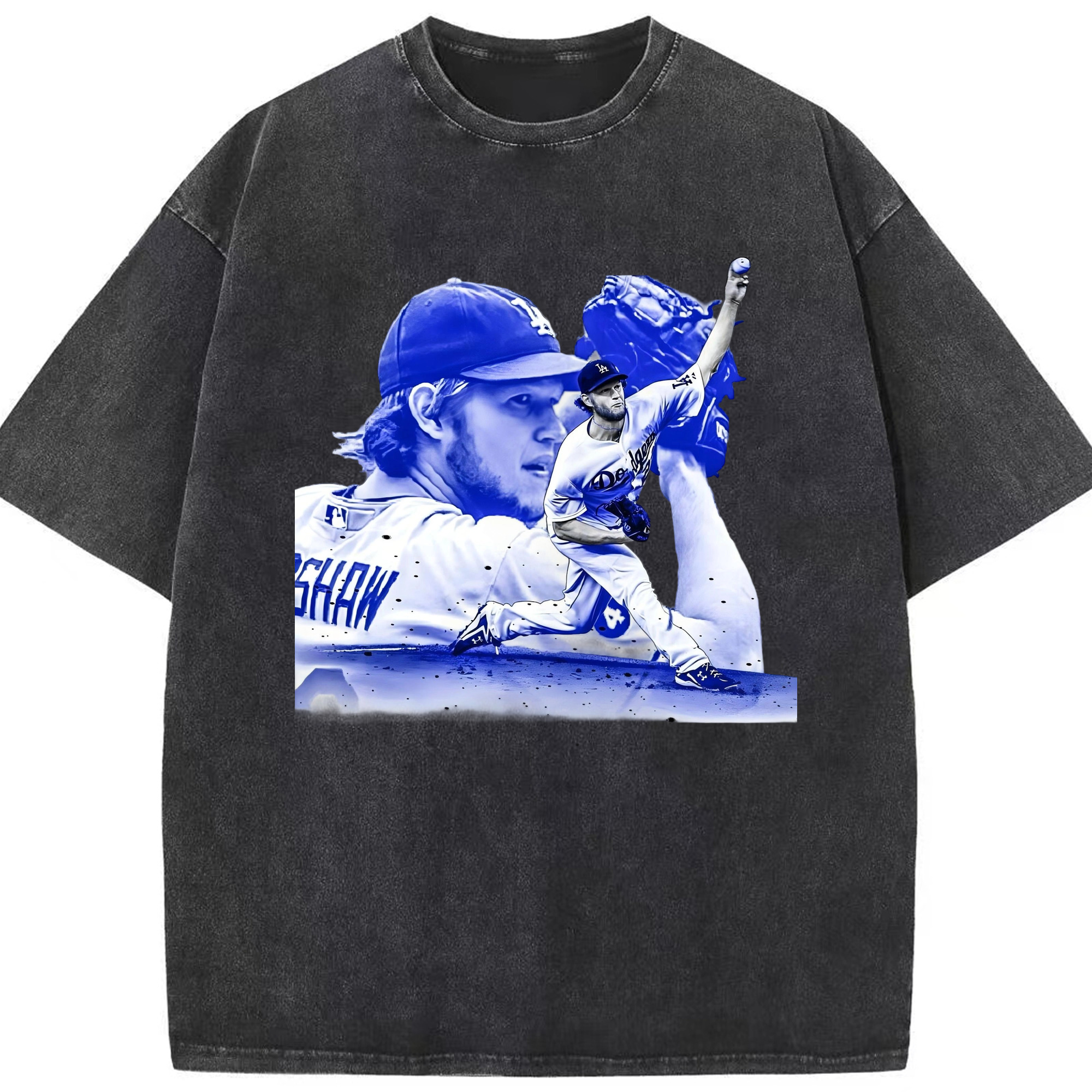 Clayton Kershaw 3 Washed Vintage Look 230g Cotton Oversized T-Shirt With Front Heat Transfer Print – Soft, Lightweight, Stylish Fit – Comfortable Casual Wear For Sports & Everyday Use
