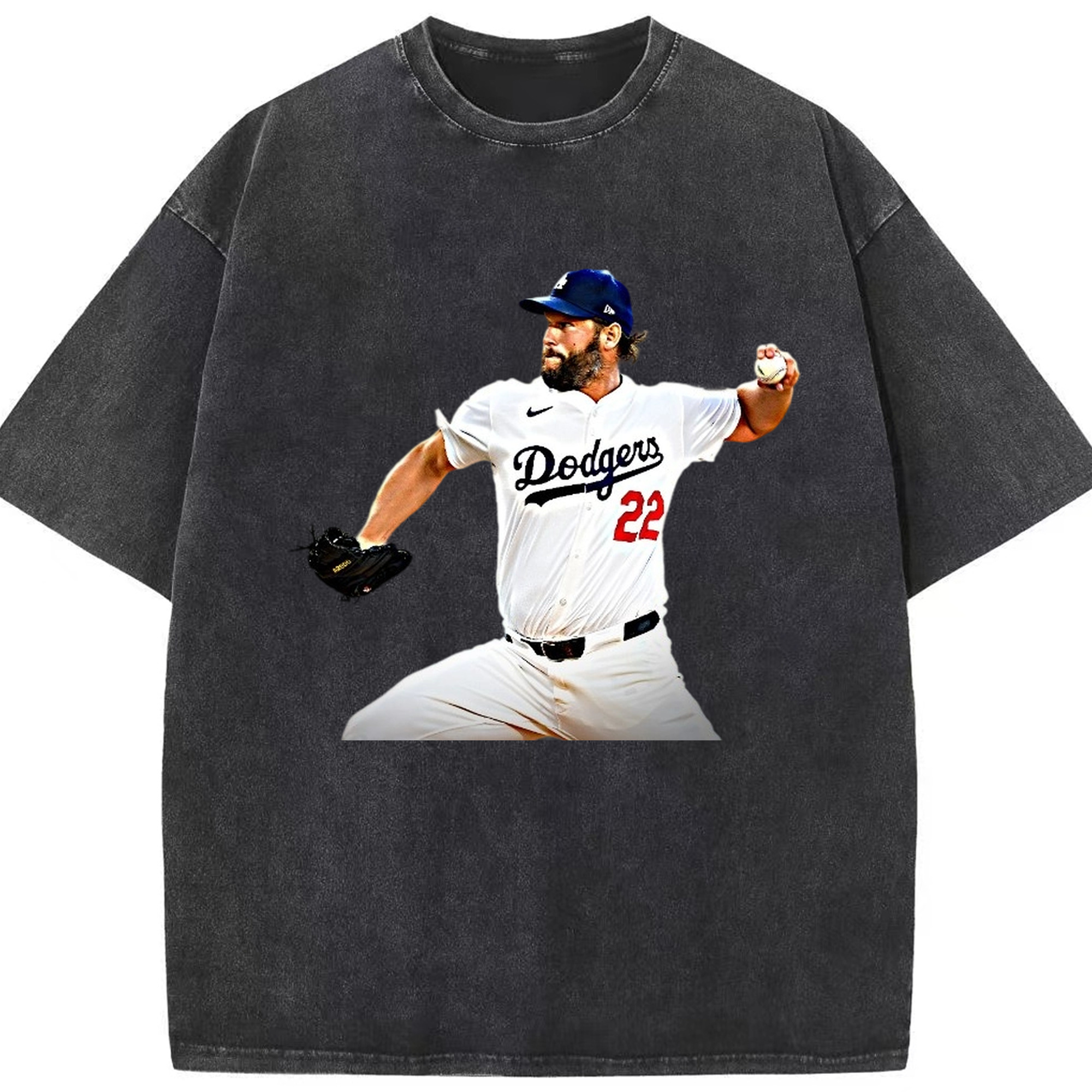 Clayton Kershaw  9 Washed Vintage Look 230g Cotton Oversized T-Shirt With Front Heat Transfer Print – Soft, Lightweight, Stylish Fit – Comfortable Casual Wear For Sports & Everyday Use