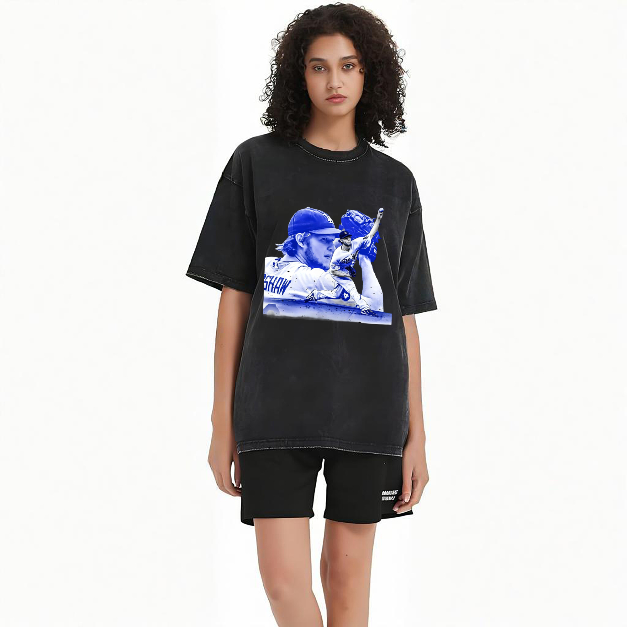 Clayton Kershaw 3 Washed Vintage Look 230g Cotton Oversized T-Shirt With Front Heat Transfer Print – Soft, Lightweight, Stylish Fit – Comfortable Casual Wear For Sports & Everyday Use