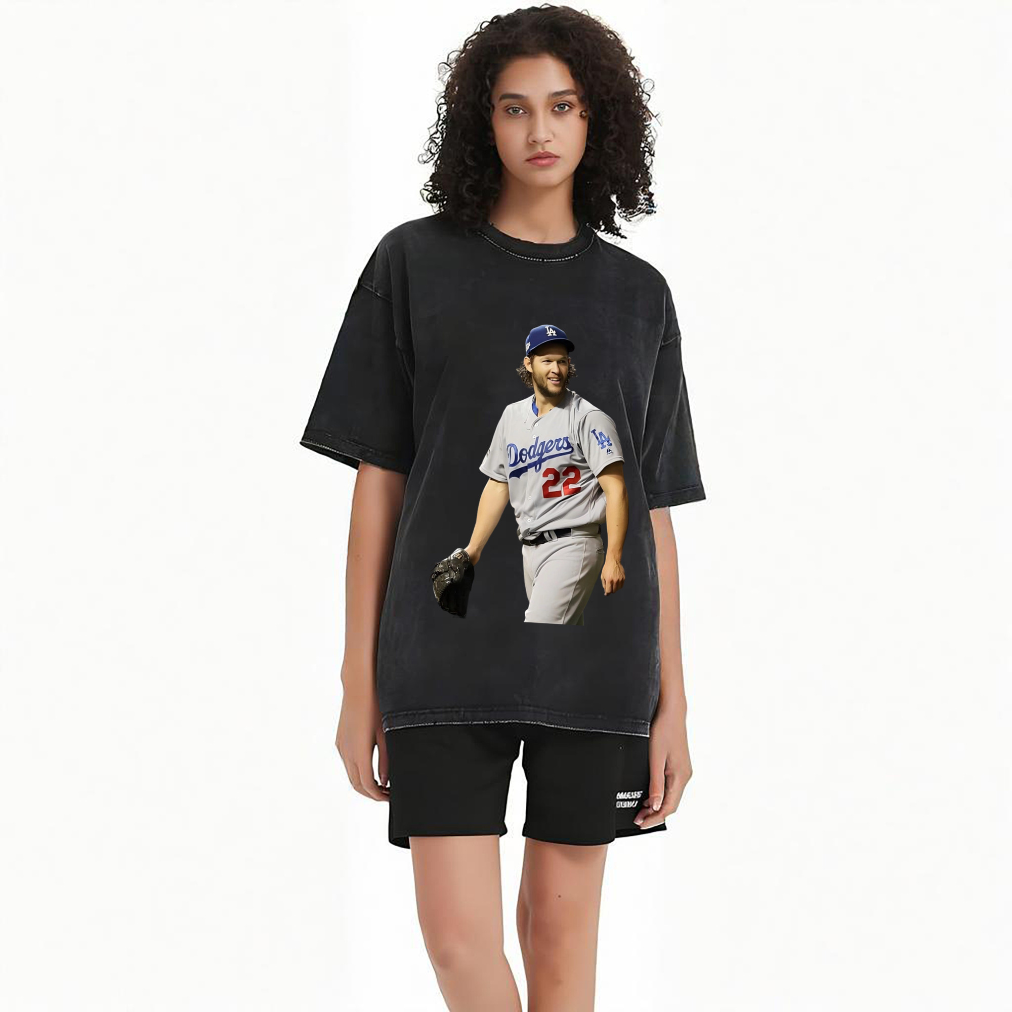 Clayton Kershaw 5 Washed Vintage Look 230g Cotton Oversized T-Shirt With Front Heat Transfer Print – Soft, Lightweight, Stylish Fit – Comfortable Casual Wear For Sports & Everyday Use