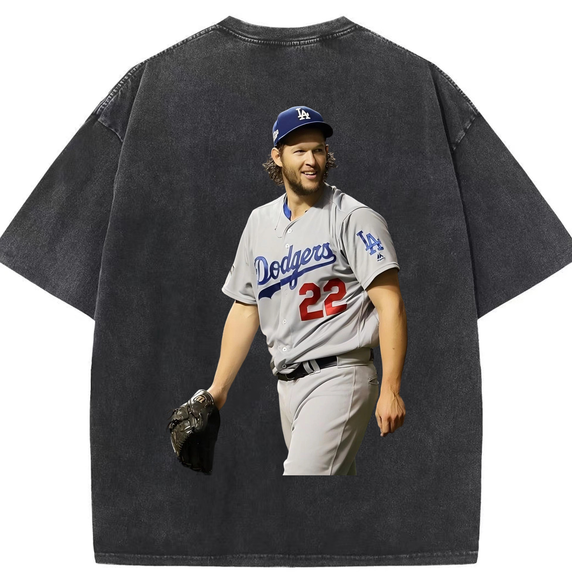 Clayton Kershaw 5 Washed Vintage 230g Cotton Oversized T-Shirt With Back Heat Transfer Print – Soft, Lightweight & Stylish – Comfortable Casual Wear For Sports & Everyday Use