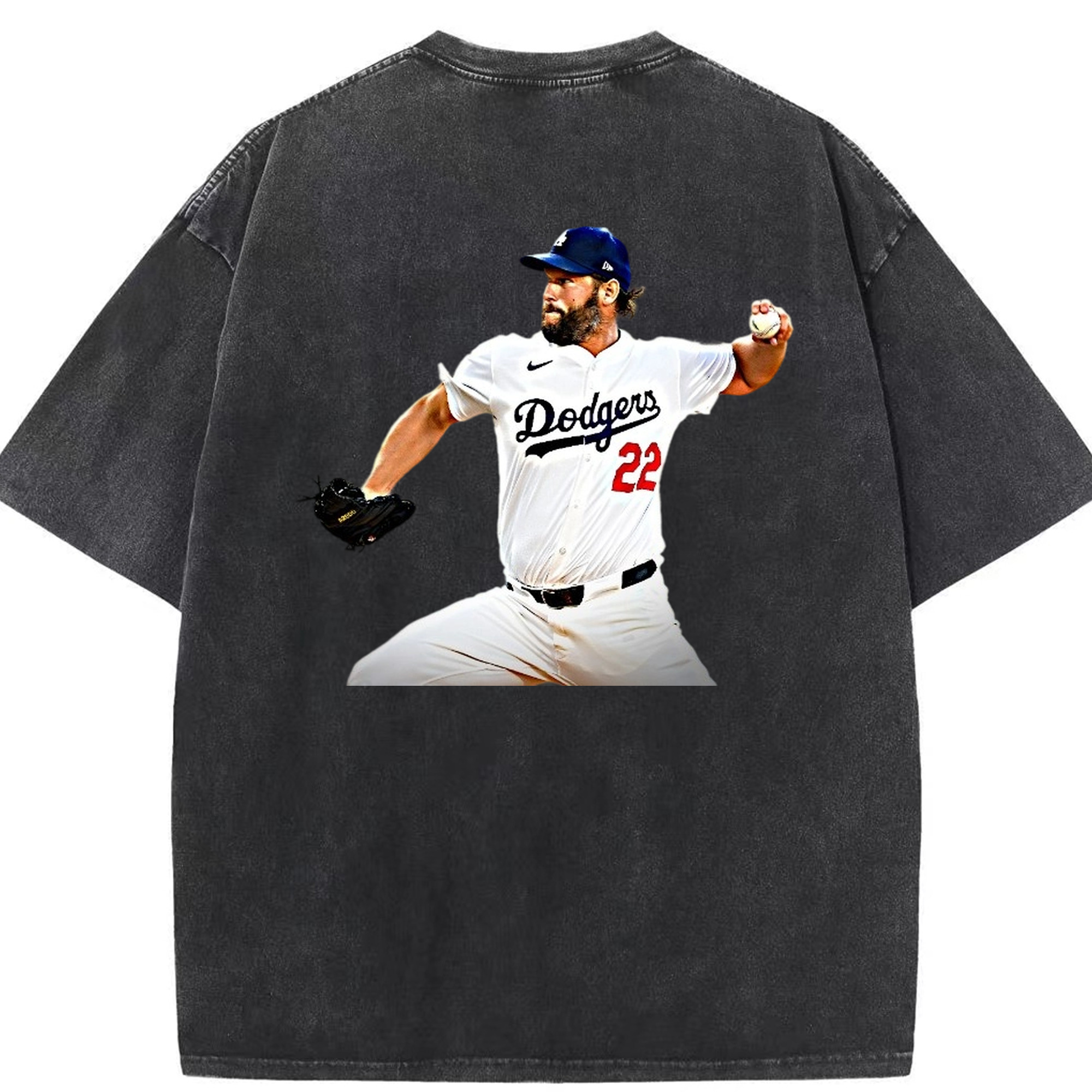 Clayton Kershaw  9 Washed Vintage 230g Cotton Oversized T-Shirt With Back Heat Transfer Print – Soft, Lightweight & Stylish – Comfortable Casual Wear For Sports & Everyday Use