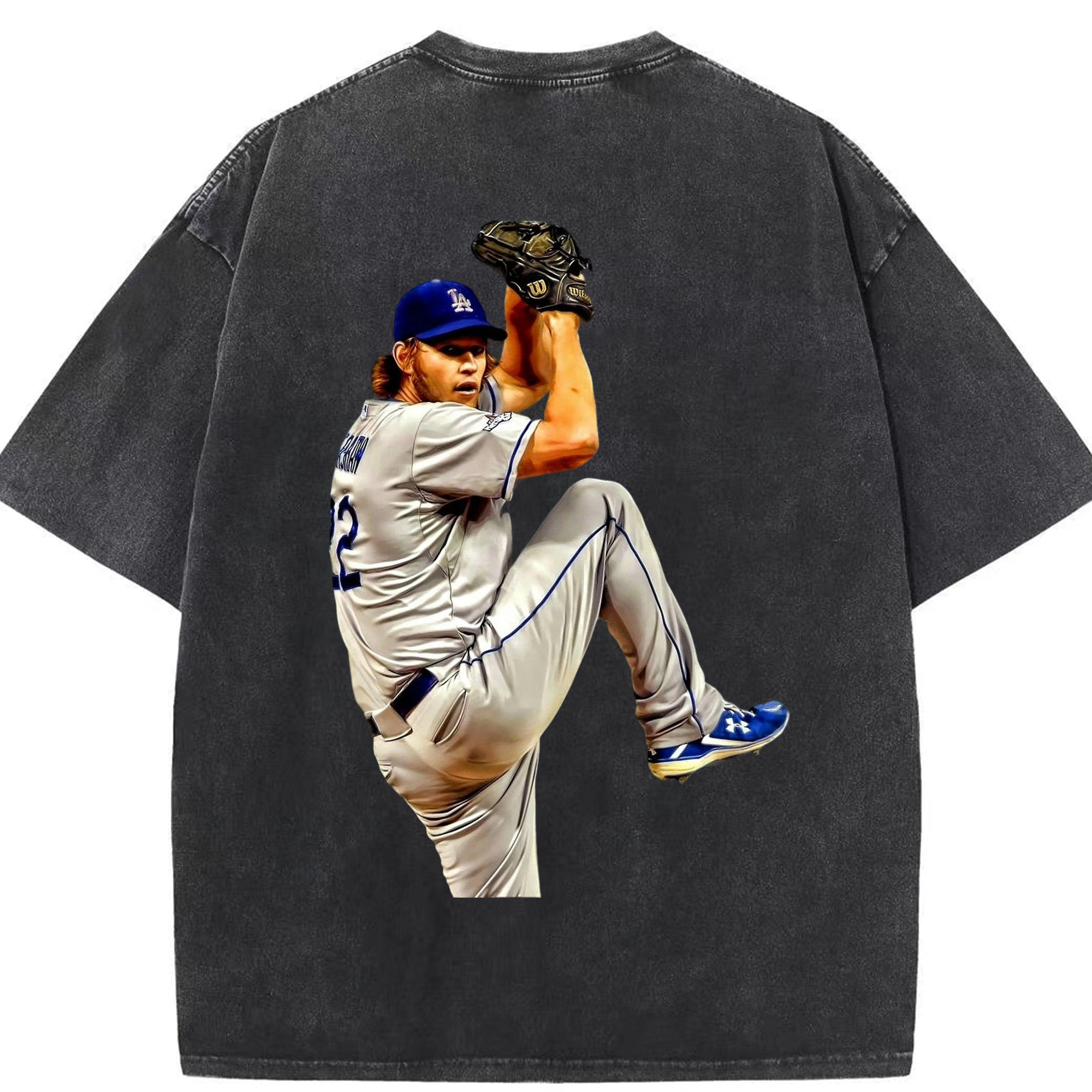 Clayton Kershaw 11 Washed Vintage 230g Cotton Oversized T-Shirt With Back Heat Transfer Print – Soft, Lightweight & Stylish – Comfortable Casual Wear For Sports & Everyday Use