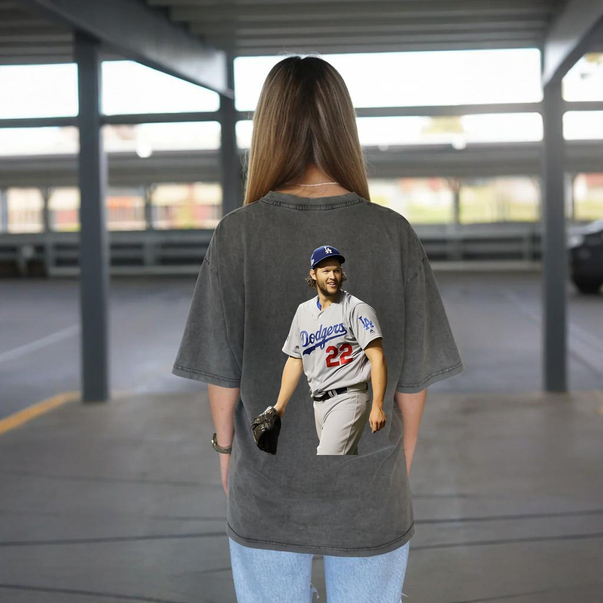 Clayton Kershaw 5 Washed Vintage 230g Cotton Oversized T-Shirt With Back Heat Transfer Print – Soft, Lightweight & Stylish – Comfortable Casual Wear For Sports & Everyday Use